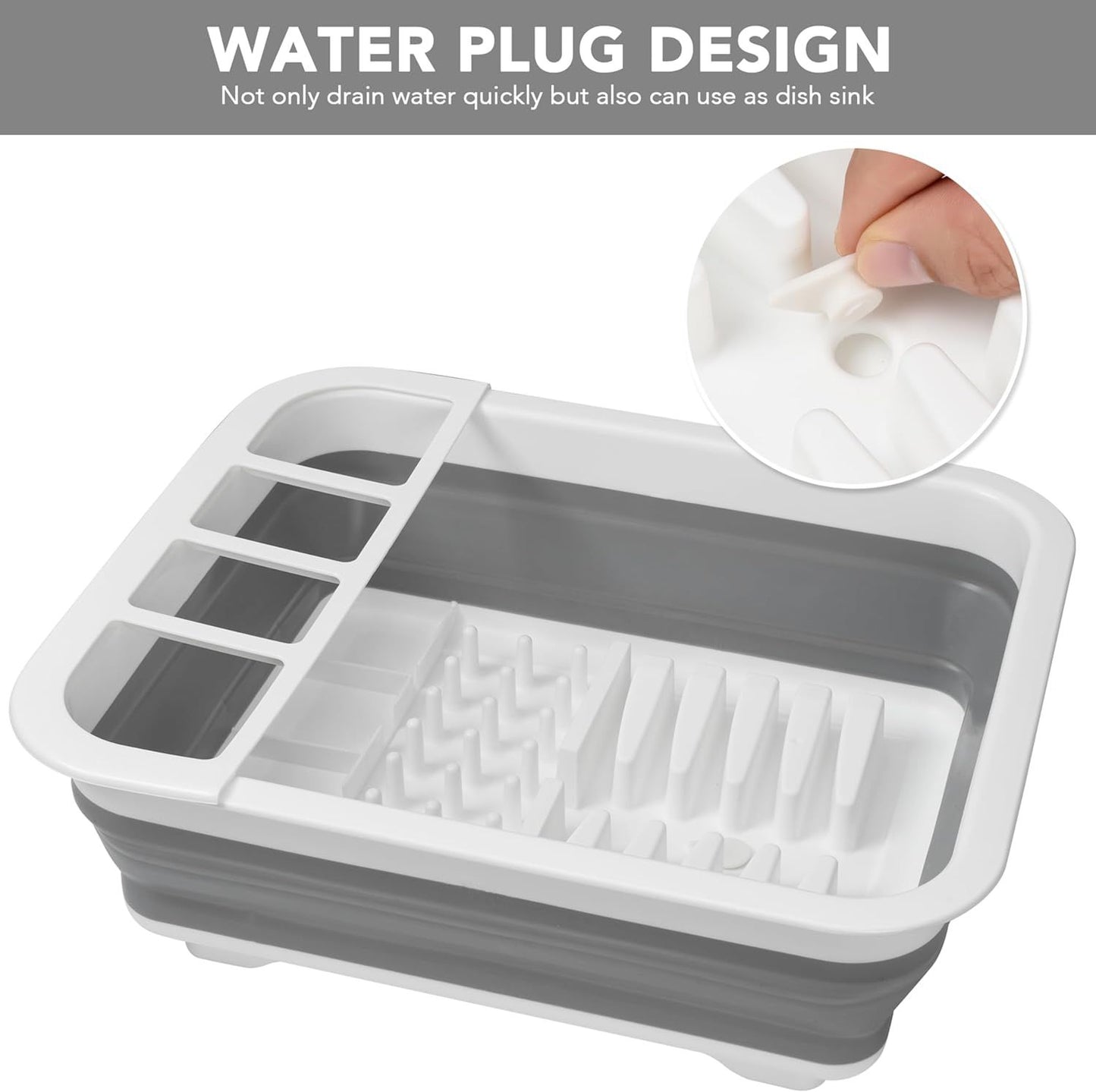 Collapsible Dish Drying Rack, Pop Up Dinnerware Drainer, Portable Plate Organizer or Kitchen RV Campers Travel Trailer, Space Saving Kitchen Storage Tray