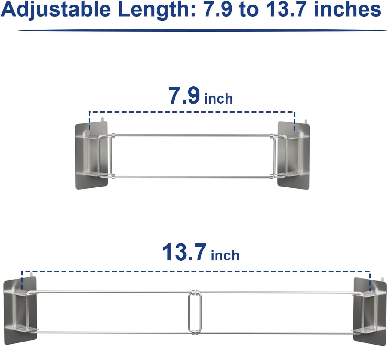 Safoner RV Shower Corner Storage Bar- Adjustable Stainless Steel Rod for Corner Shelves in Camper, Length 7.9-13.7 inches- RV Bathroom Organization Must Have Accessories (2 Pack