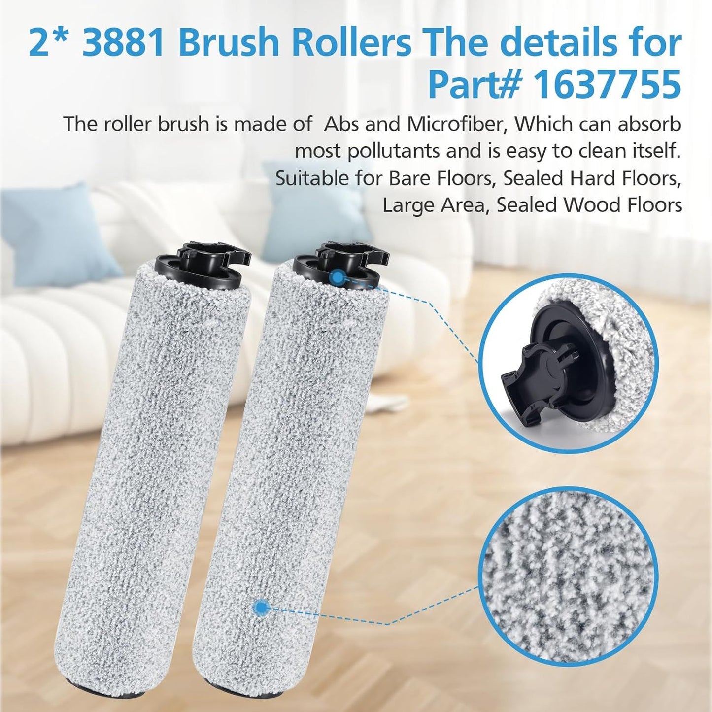 6-pack 3831 Vacuum Cleaner Brush Roll+ ilter Replacement Parts or Bissell Crosswave H2/3845N/3831 loor Scrubber, 3 Brush Rolls+3 ilters