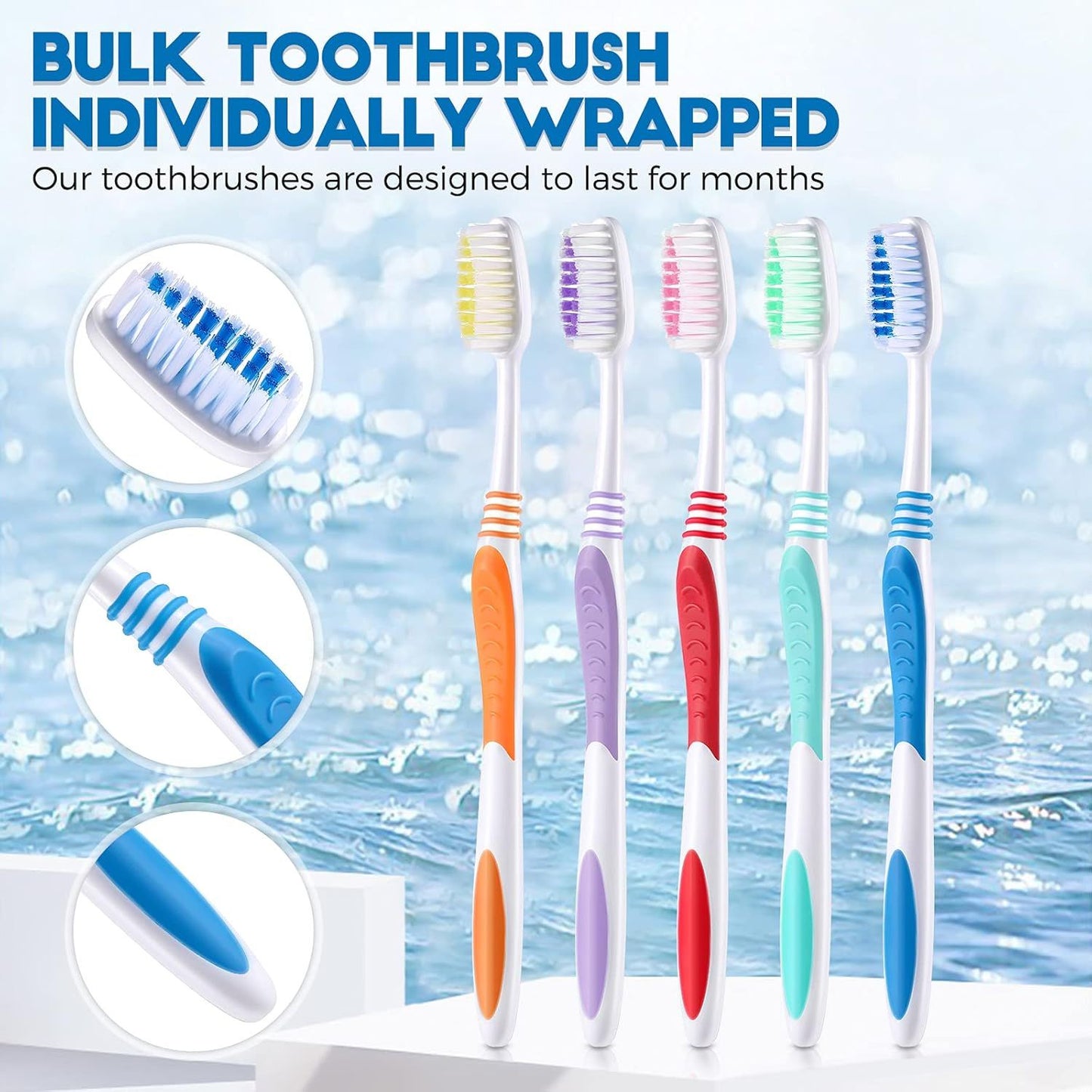 150 Pieces Individually Wrapped Toothbrushes Manual Disposable Travel Toothbrush Medium Sot Bristle Tooth Brush Travel Toothbrush Bulk Toothbrushes or Hotel, Guest, Adults, Kids, Multi Color
