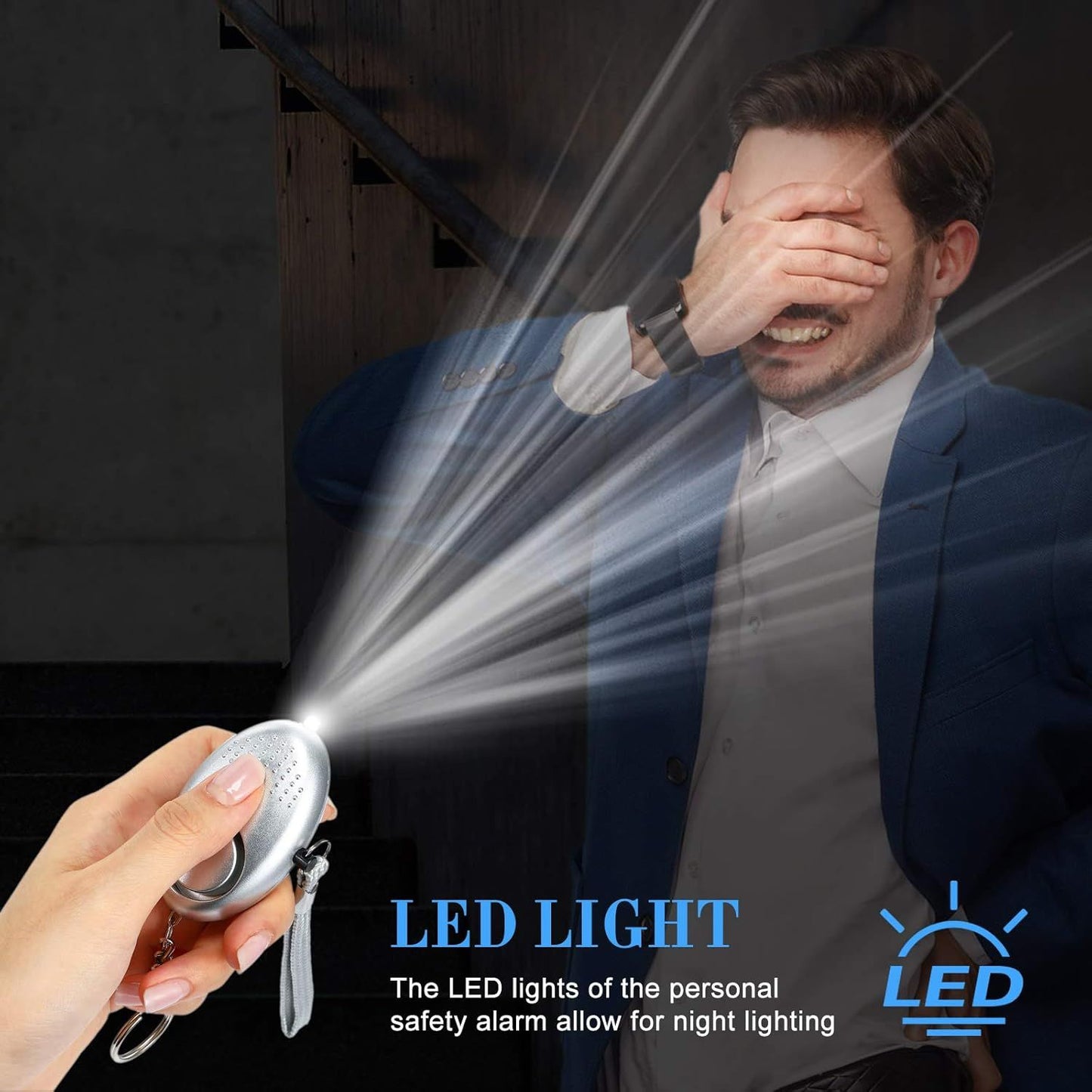 12-Piece Personal Alarm Set, Emergency LED Light Keychain Alarms in 6 Colors or Women & Men