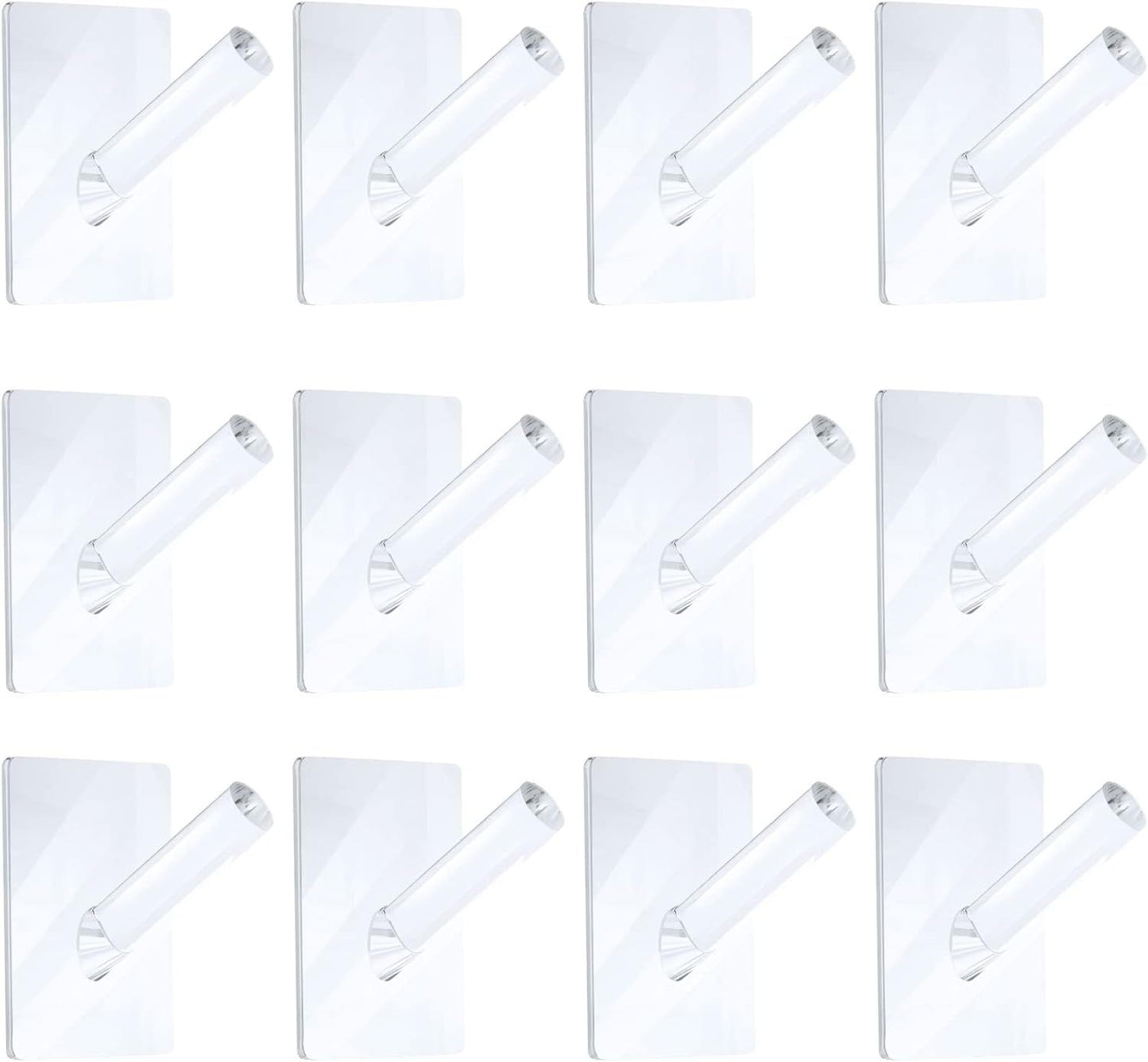 12 Pieces Acrylic Wall Mounted Coat Hooks Hat Rack Robe Single Organizer Adhesive Clear Wall Hook Decorative or Clothes, Hat, Towels Hanger(Clear)