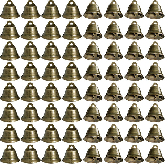100 Pieces Vintage Bells Crat Bells Small Hanging Bells Ornaments or Wind Chimes Housebreaking Making Dog Potty Training Doorbell Wedding Decor (Bronze)