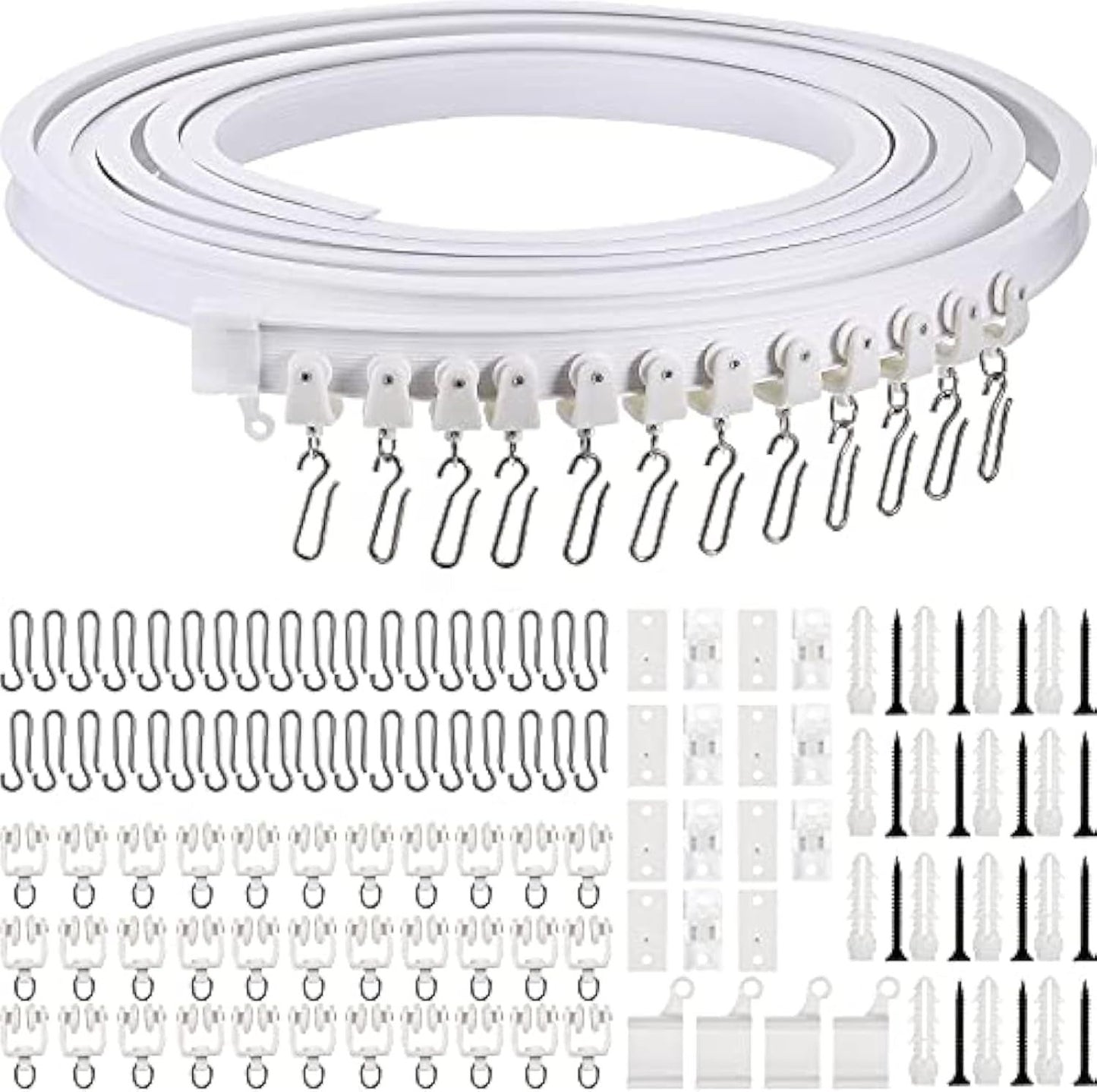 lexible Bendable Ceiling Curtain Track, 9.8t/16.4t(5m), Ceiling Mount or Curtain Rail with Track, Room Divider(5 m,White)