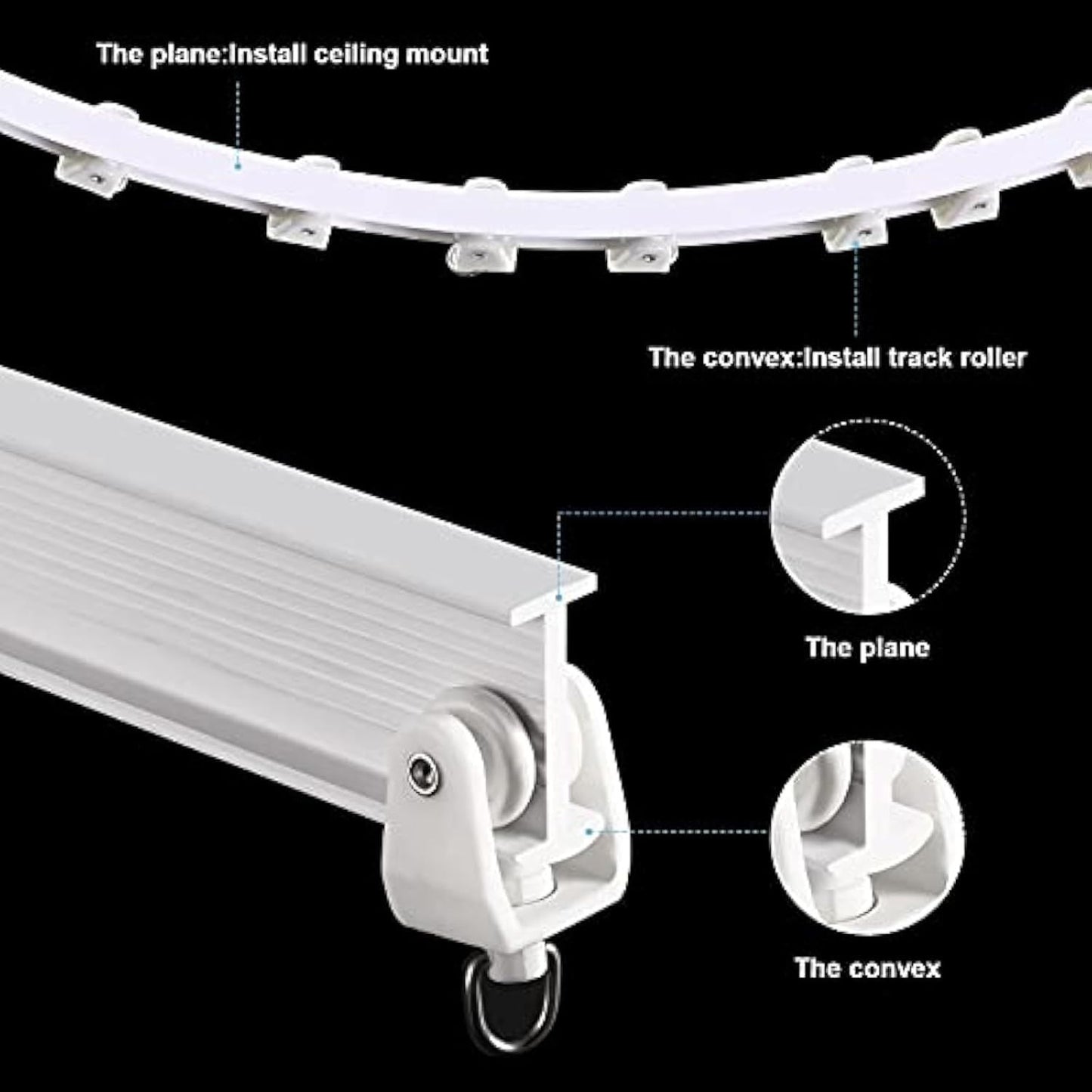 lexible Bendable Ceiling Curtain Track, 9.8t/16.4t(5m), Ceiling Mount or Curtain Rail with Track, Room Divider(5 m,White)