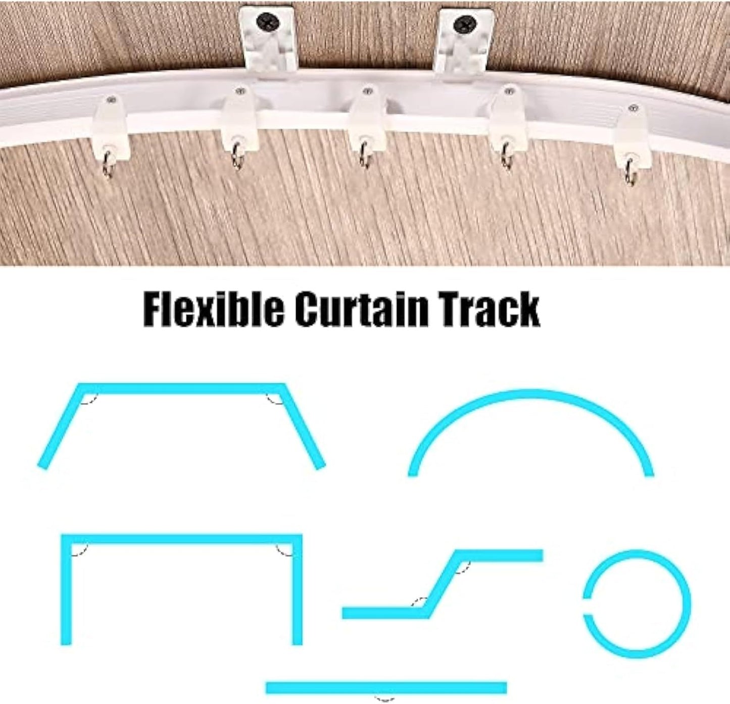 lexible Bendable Ceiling Curtain Track, 9.8t/16.4t(5m), Ceiling Mount or Curtain Rail with Track, Room Divider(5 m,White)