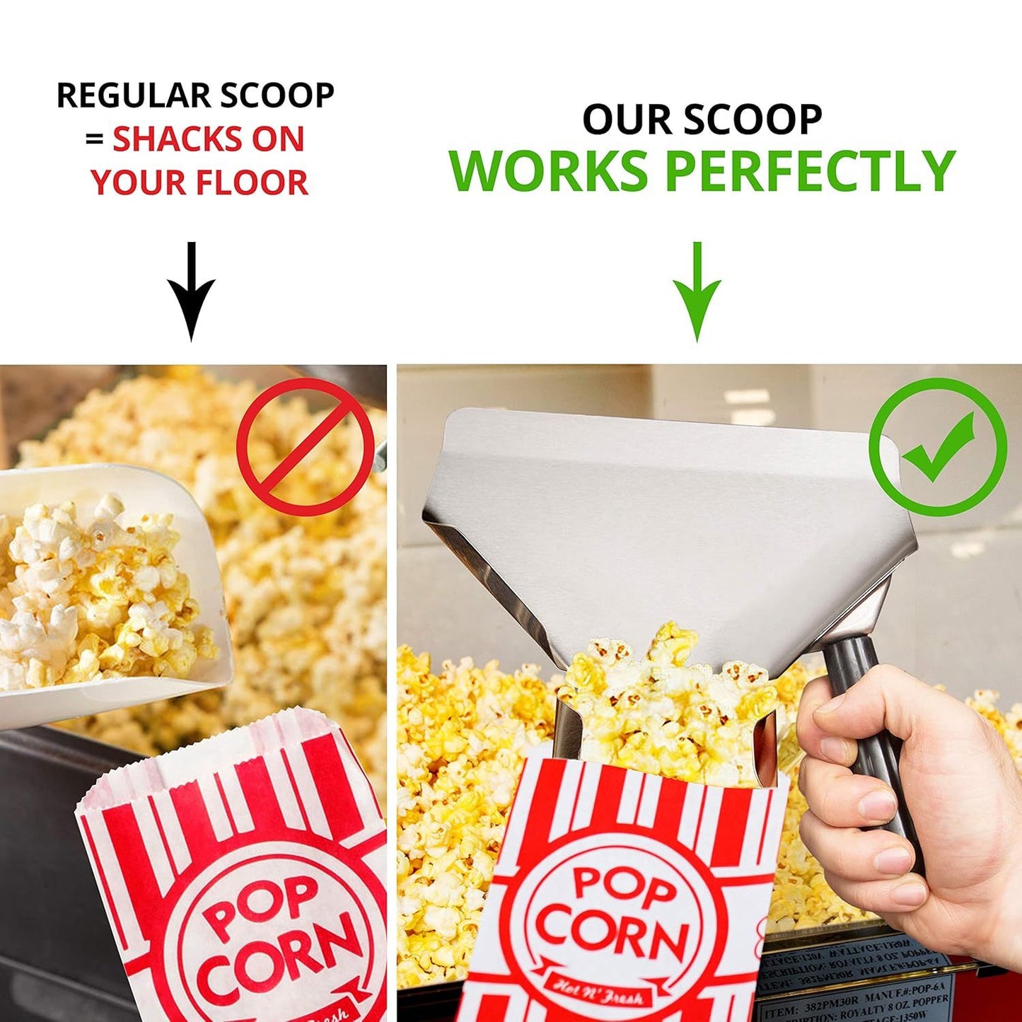 Popcorn Scoop Right Handle and Medium Holes Dredge Set - Metal Popcorn Scooper - rench ry Scoop - No Seasonings/Consumables included
