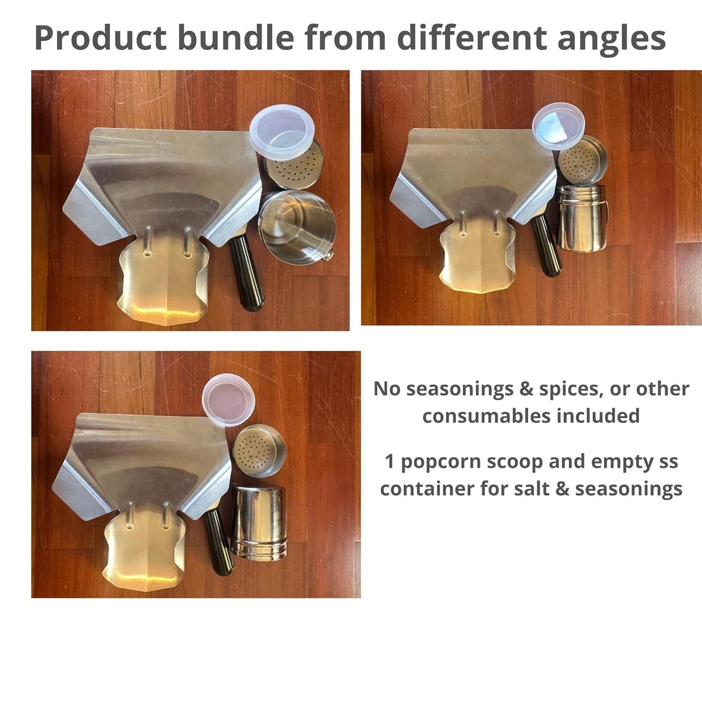 Popcorn Scoop Right Handle and Medium Holes Dredge Set - Metal Popcorn Scooper - rench ry Scoop - No Seasonings/Consumables included