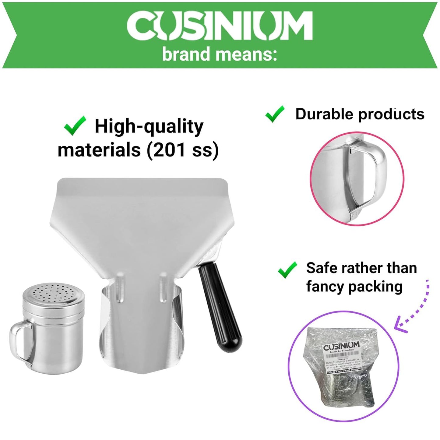 Popcorn Scoop Right Handle and Medium Holes Dredge Set - Metal Popcorn Scooper - rench ry Scoop - No Seasonings/Consumables included