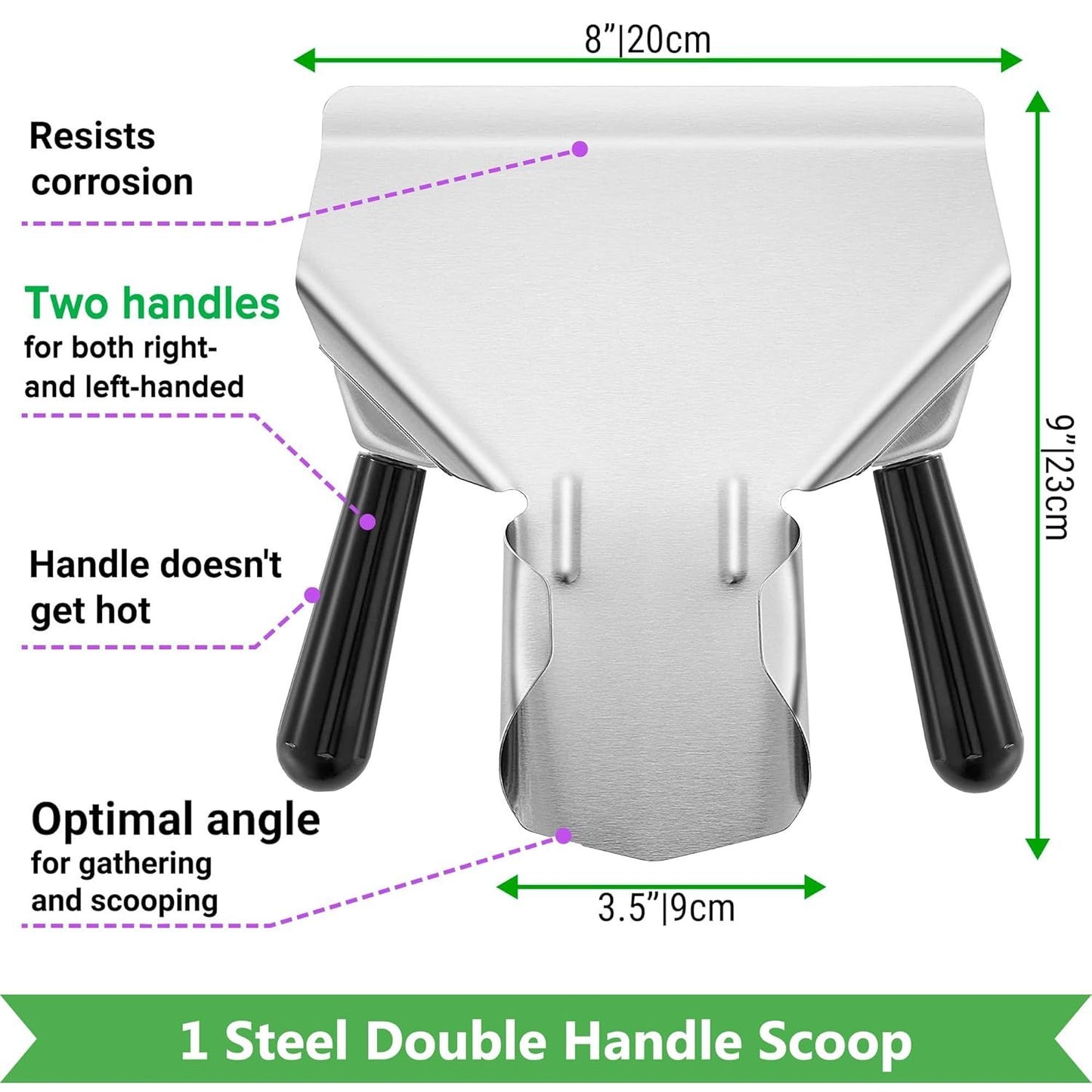 Double Handle Concession Popcorn Scoop + 16 oz Red Popcorn Plastic Scoop + [2-pcs] 10 oz Dredge Shakers Bundle