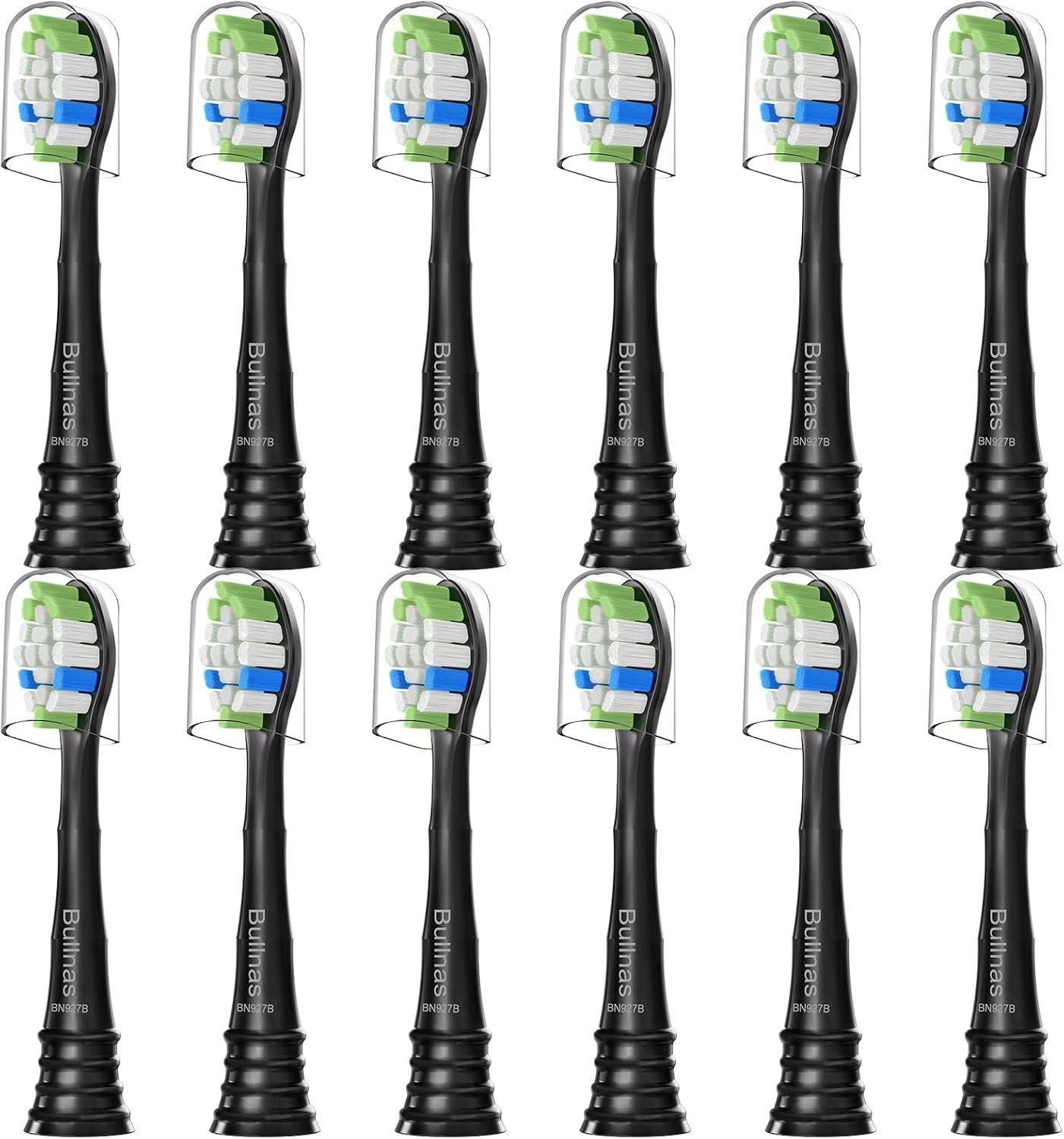 Replacement Brush Heads Compatible with Philips Sonicare ProtectiveClean 6100, 5100, 4100 Electric Toothbrush, W Toothbrush Head or Sonicare 6062/95, Black, 12 Count