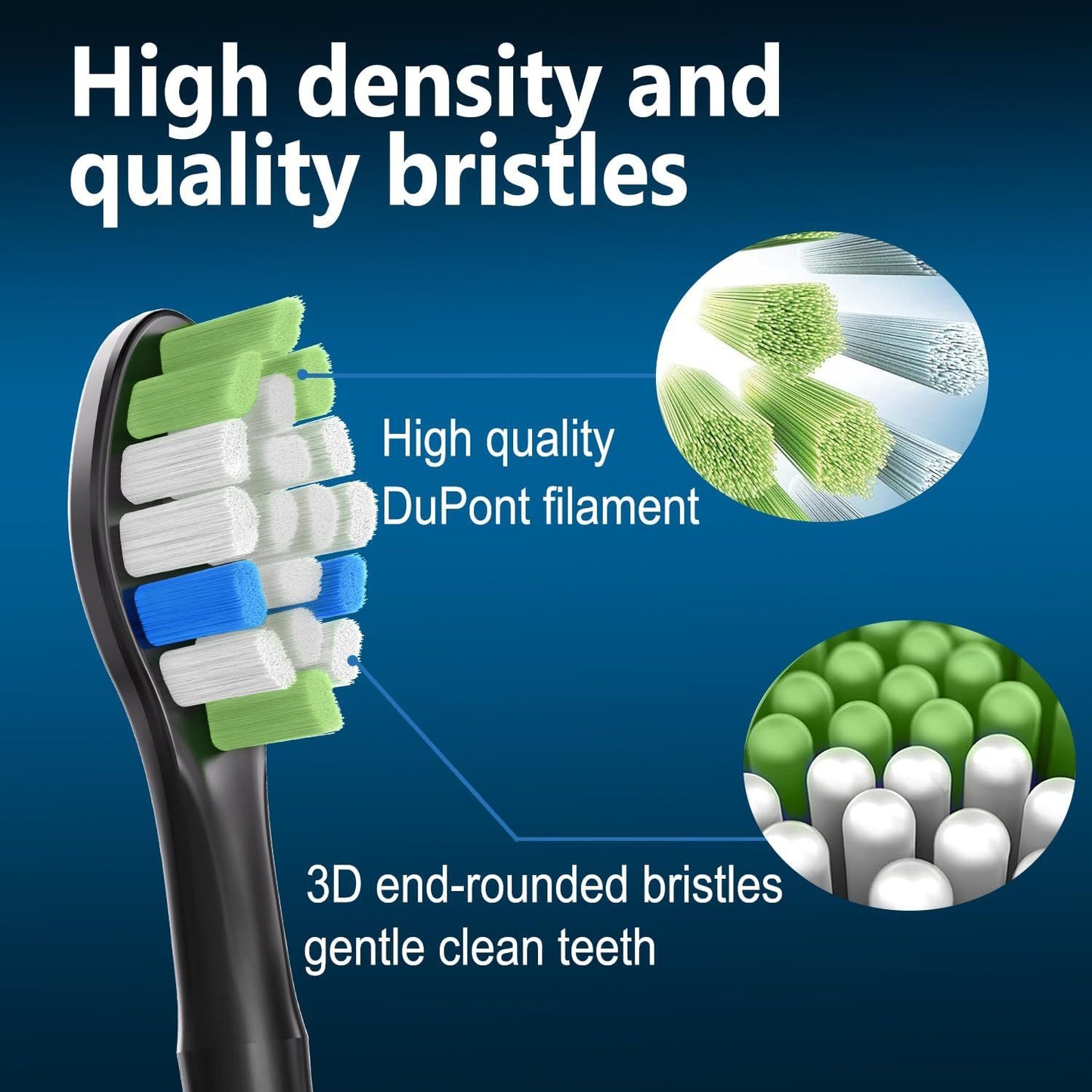 Replacement Brush Heads Compatible with Philips Sonicare ProtectiveClean 6100, 5100, 4100 Electric Toothbrush, W Toothbrush Head or Sonicare 6062/95, Black, 12 Count