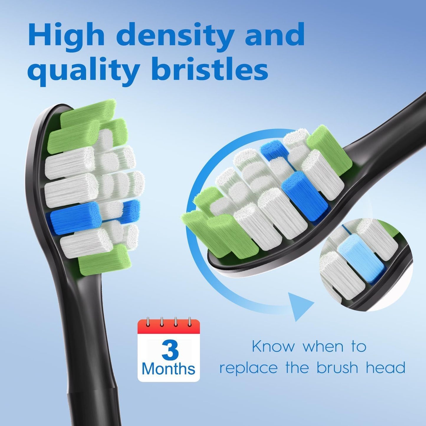 Replacement Brush Heads Compatible with Philips Sonicare, Toothbrush Heads or Sonicare ProtectiveClean 4100 5100 5300 6100 Electric Toothbrush, 12 Count Ultimate Care Toothbrush Heads, Black