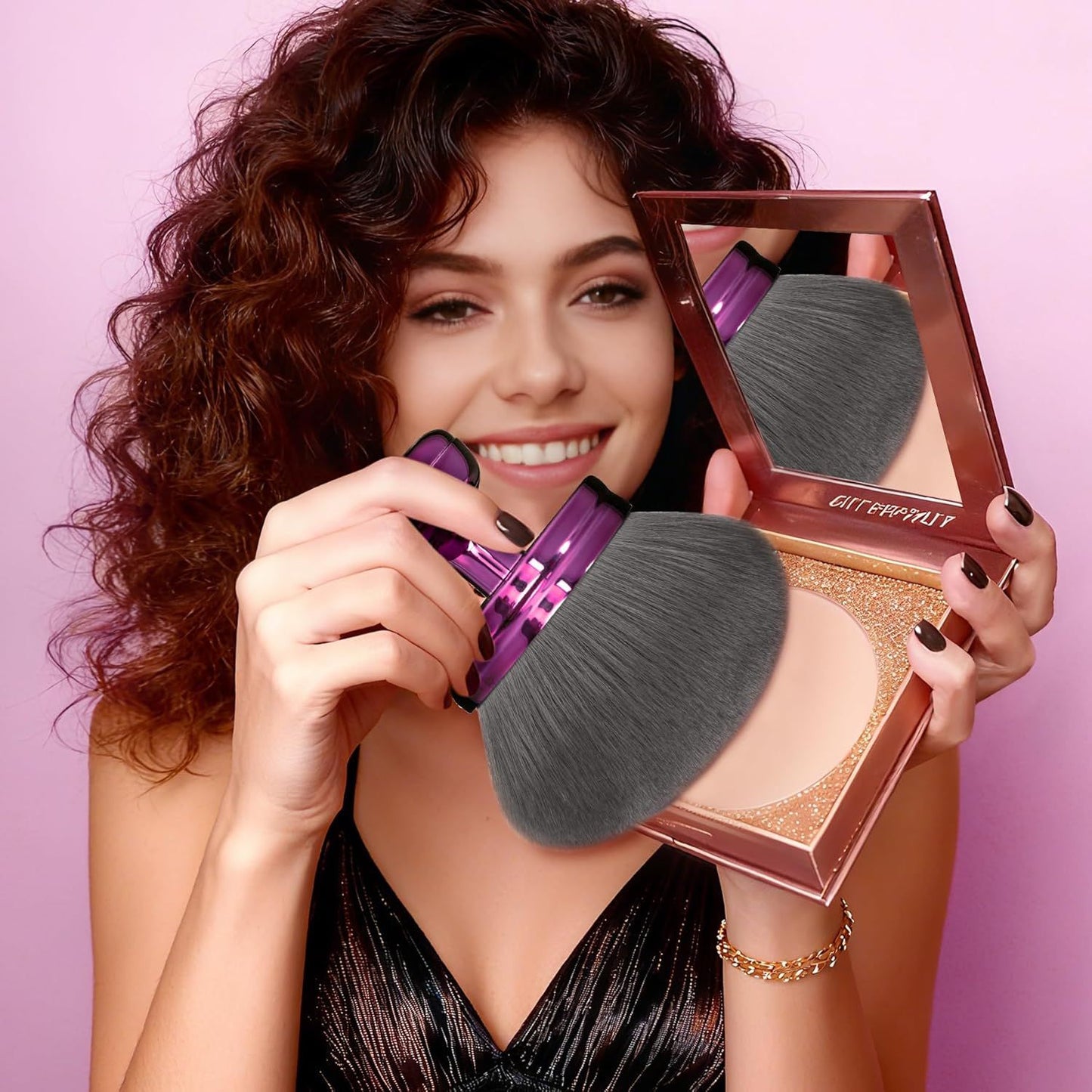 Blend & Blur Extra Large Body Makeup Brush or Sel Tanner,Leg Makeup & Bronzer Sel Tan Back Applicator, 76mm Wide Round Head Kabuki Brush or Application with Protective Case (Purple)