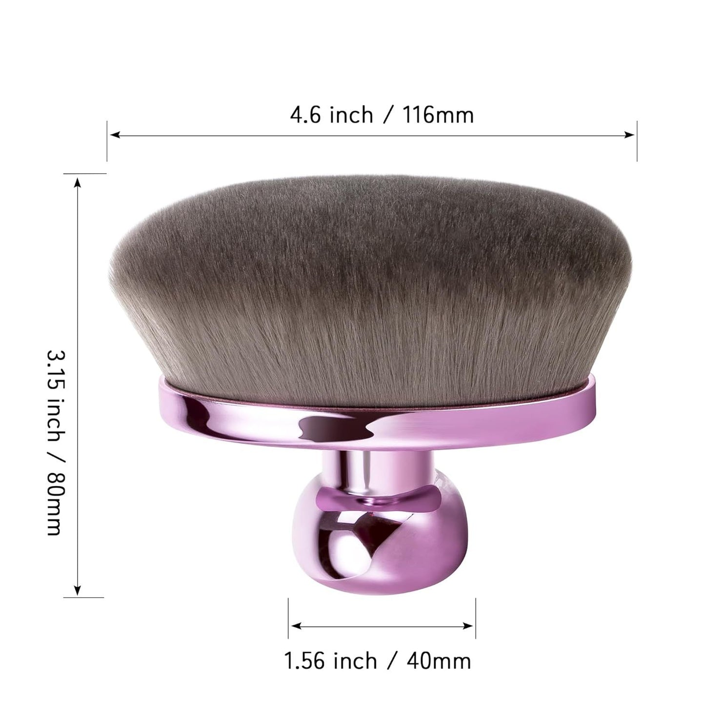 Extra Large Body Makeup Brush or Sel Tanner, Leg Makeup &Bronzer Blend,116mm Oval-headed Kabuki Brush More Even Application, Sunscreen ace&Back Makeup Brush, Wet&Dry Use- Purple, Patent Pending