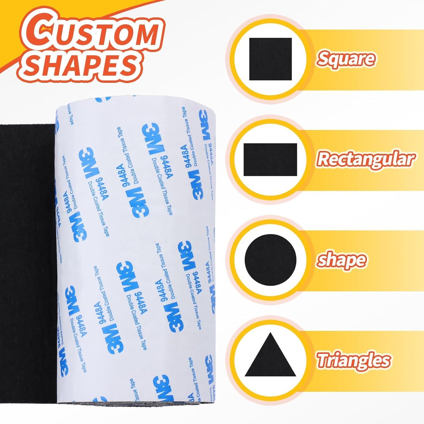 2 Roll elt urniture Pads, Non Slip Sel Adhesive Cuttable elt Tape Black Heavy Duty elt Strip Roll or Protecting Hardwood loors Chair Wall Protector