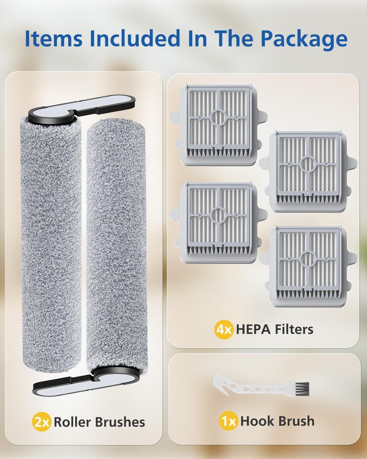 25 Brush Roll and HEPA ilter Replacement Kit Accessories Compatible with  25/25 ACE/25 ALT/25 LT/25 RT/25 ACE/25 GT/25 Ultra Cordless Wet Dry Vacuum Cleaner