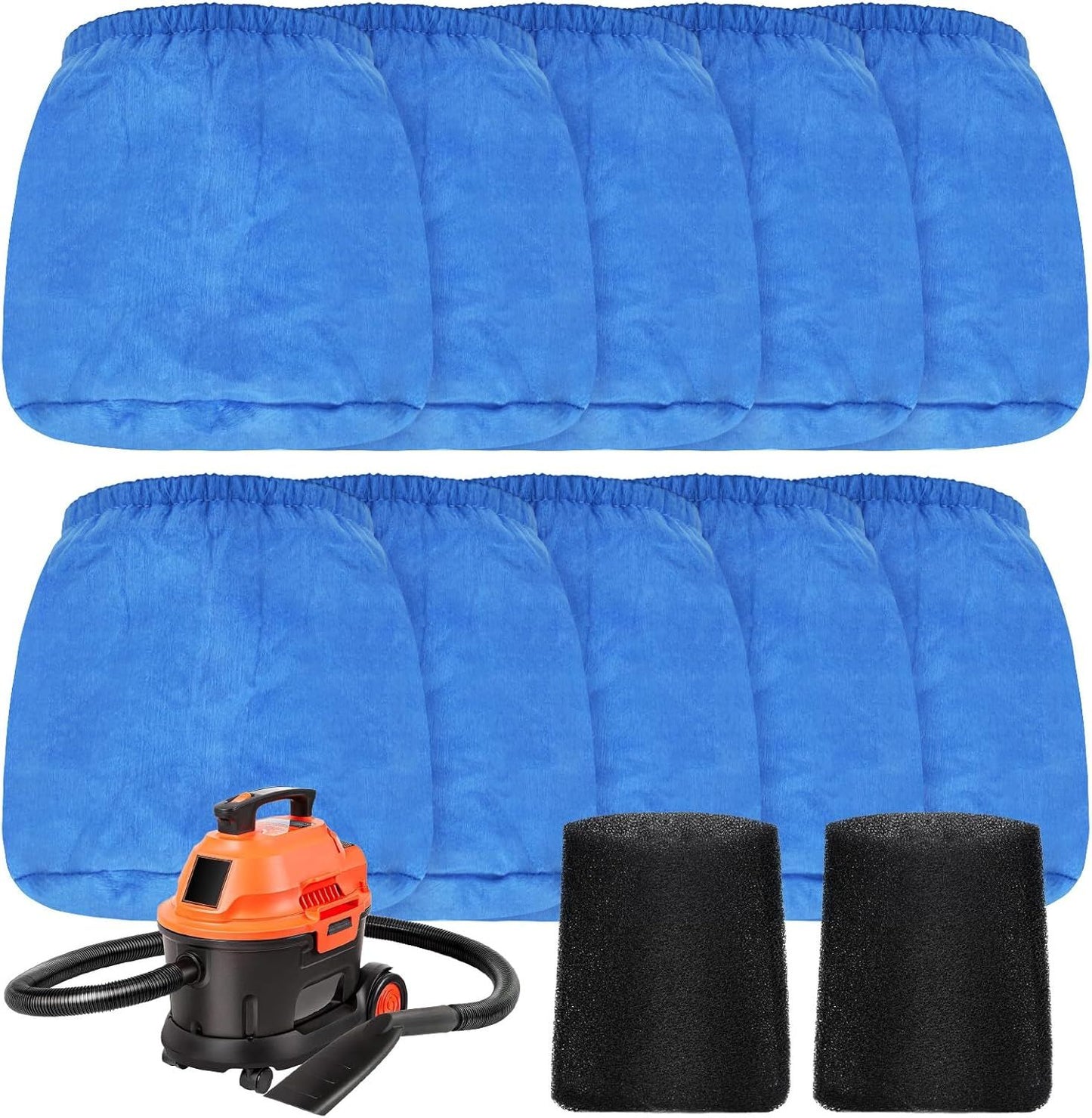 10 Pack VRC2 Cloth ilters or Vacmaster 1.5–3.2 Gallon Wet/Dry Vacuums, Compatible with Armor All 1.5 & 2.5 Gallon Shop Vac AA155, AA255, AA255W, Plus 2 Pack V21 oam ilters or Wet Pick-Up
