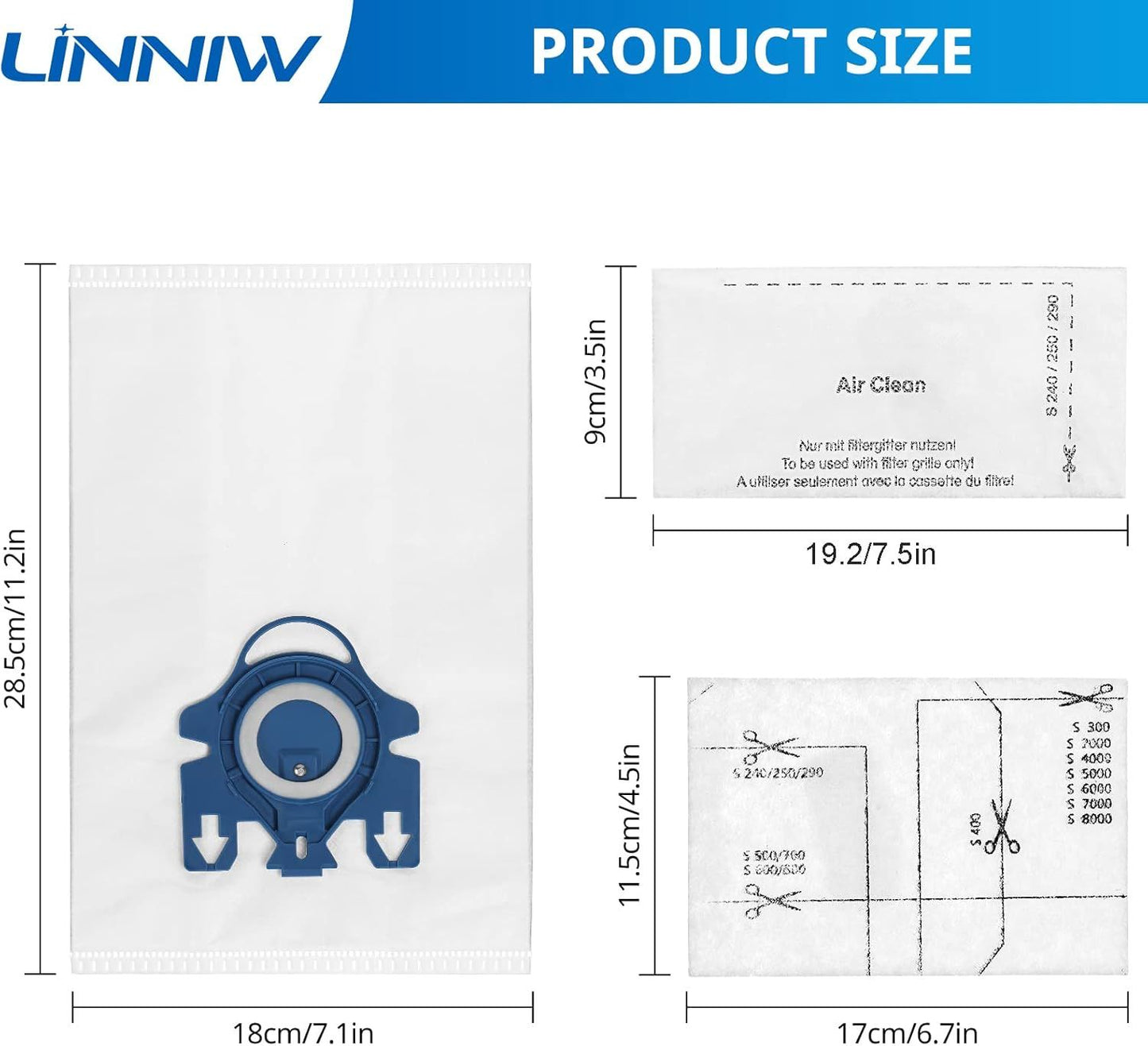 20 Pack 3D Airclean GN Vacuum Cleaner Bags and 20 Pack JM Vacuum Bags Compatible with Miele Canister Vacuum Cleaner