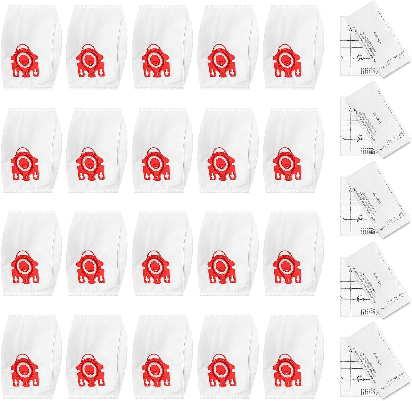 20 Pack 3D Airclean GN Vacuum Cleaner Bags and 20 Pack JM Vacuum Bags Compatible with Miele Canister Vacuum Cleaner