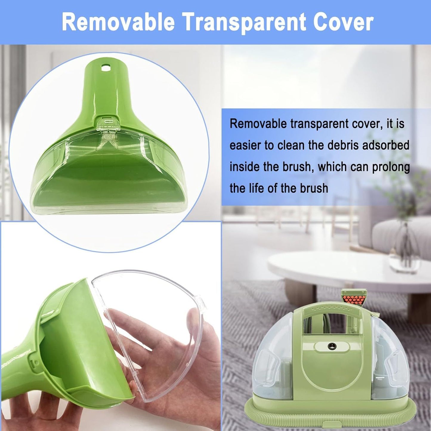 Upgraded 1400B Little Green 5.3" Detachable Tough Stain Brush Tool Replacement or Bissell Little-Green Upright &Portable Carpet Cleaners or 1400B 4075 3860 1425 2458 3194 3353 Series,1+2 Brush,Green