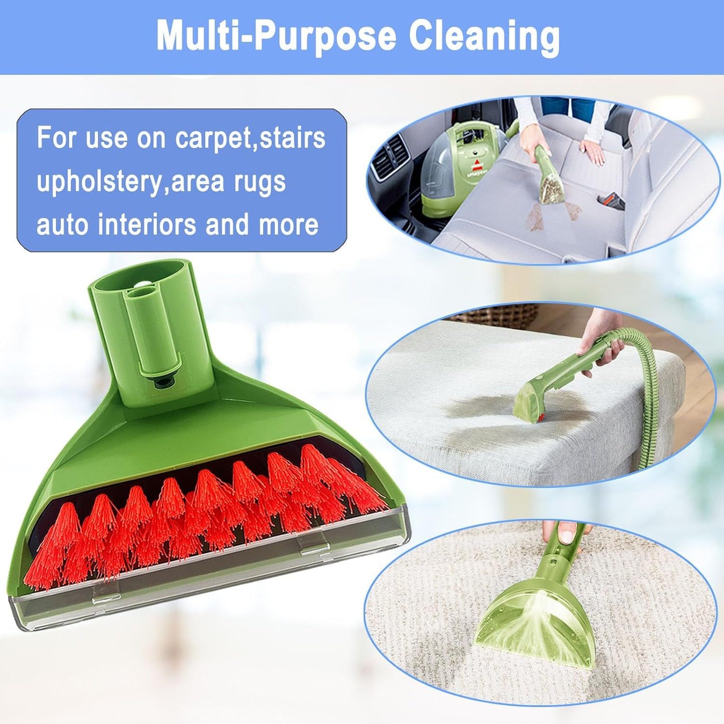 Upgraded 1400B Little Green 5.3" Detachable Tough Stain Brush Tool Replacement or Bissell Little-Green Upright &Portable Carpet Cleaners or 1400B 4075 3860 1425 2458 3194 3353 Series,1+2 Brush,Green
