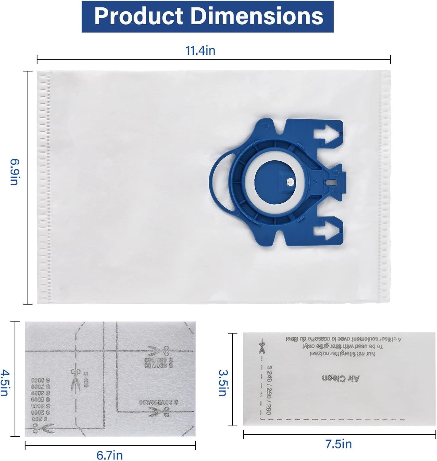 20 Pack 3D Airclean Vacuum Bags, Replacement or Miele AirClean 3D Eiciency Dust Bag,Miele Classic C1 Complete C1 C2 C3 S227 S240 S270 S400 S400i-S456i S2 S5 S8 Series Vacuum 6 sets AirClean ilters