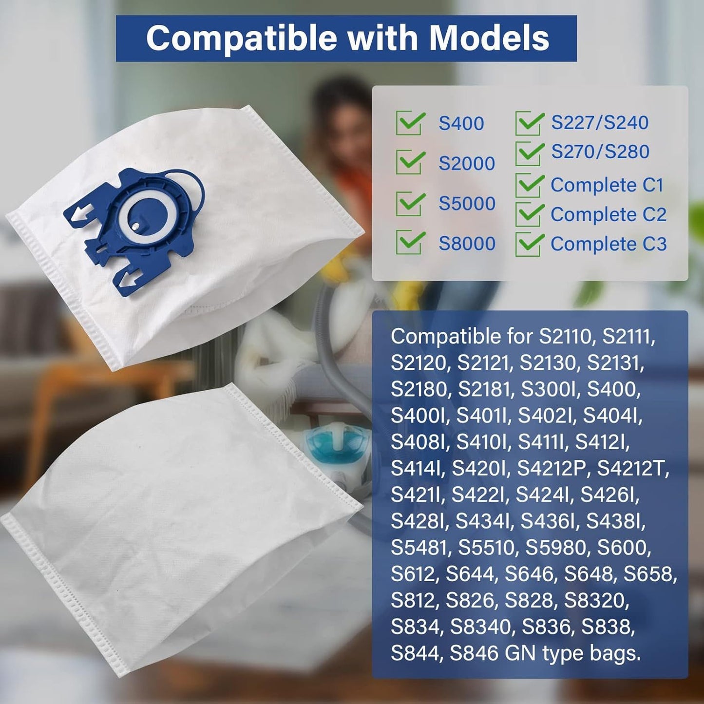 20 Pack 3D Airclean Vacuum Bags, Replacement or Miele AirClean 3D Eiciency Dust Bag,Miele Classic C1 Complete C1 C2 C3 S227 S240 S270 S400 S400i-S456i S2 S5 S8 Series Vacuum 6 sets AirClean ilters