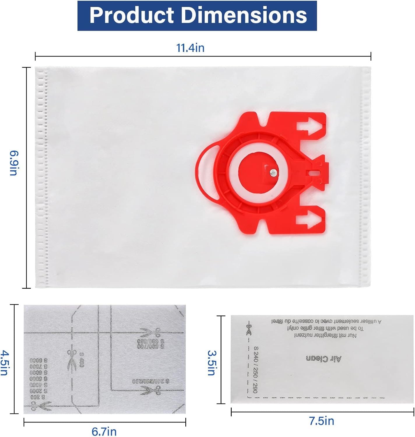 14 Packs 3D Airclean Bags Replacement or Miele JM Vacuum Cleaner Bags,Compact C1, Compact C2, Complete C1, S241, S290, S300i, S500, S700, S4, S6 Series, Replaces Part 10123220