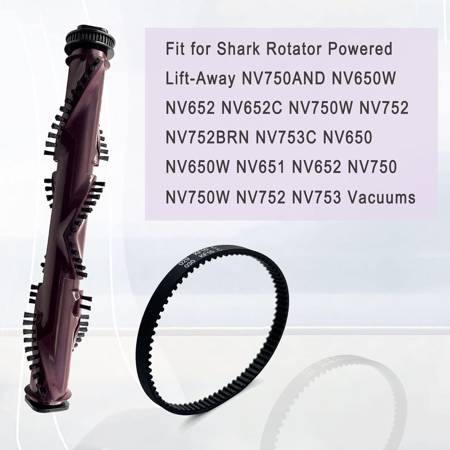 NV752 Replacement Brush+Belt Compatible or Shark Rotator Powered Lit-Away NV752 NV750 NV650 NV650W NV750AND NV652 NV652C NV750W NV752BRN NV753C NV651 NV750W Vacuums