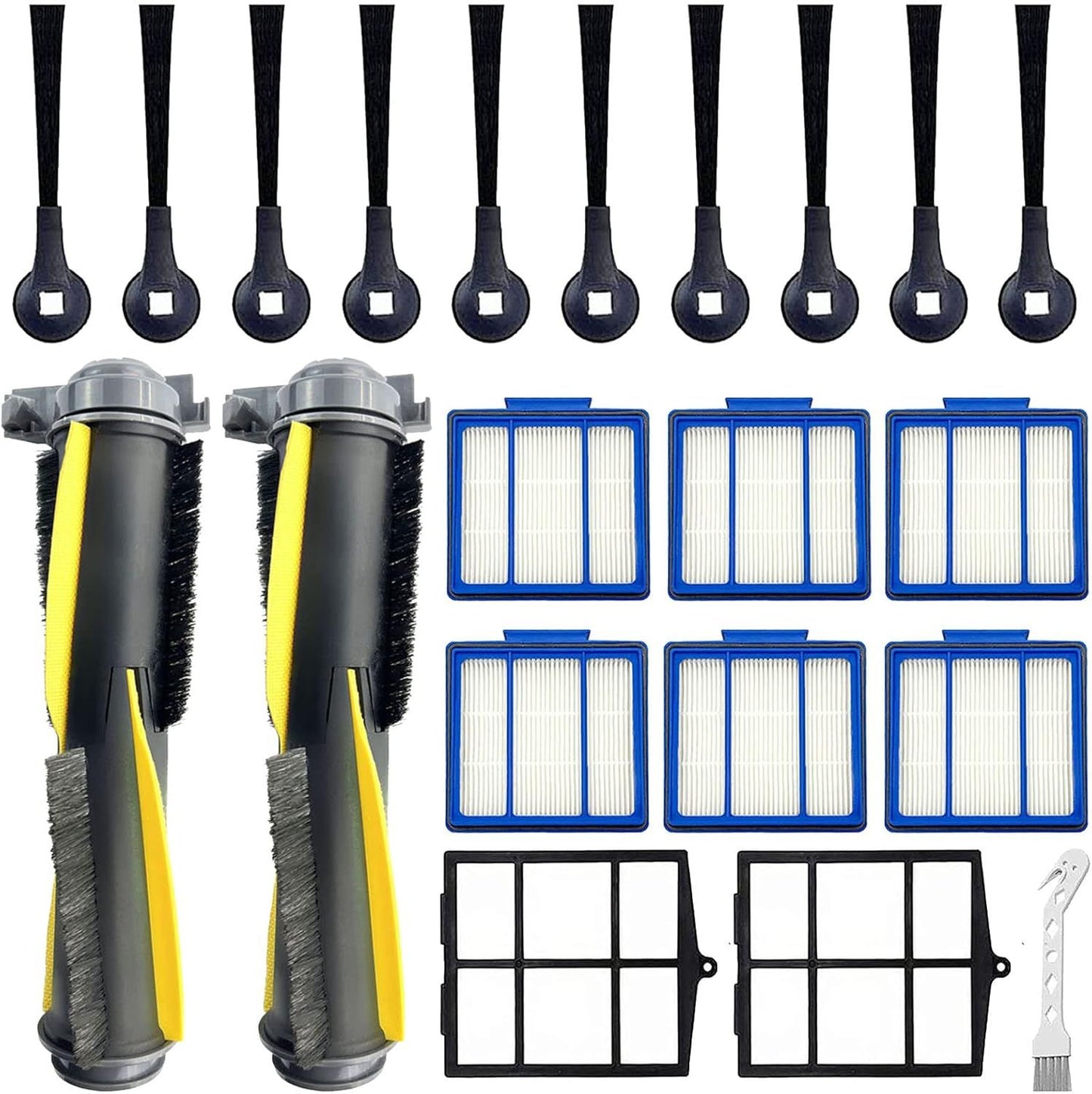 Accessories Kit or Shark IQ RV1001AE, Shark AV911S EZ, AV1010AE RV1000 RV1001 AV970 AV993 AV1002AE UR1000SR UR1005AE Robot Vacuum Cleaner,2 Main Brush,6 ilters,10 Side Brushes,2 Pre ilter