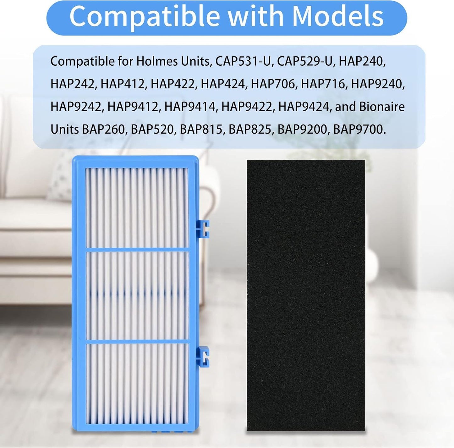 8 Pack Replacement ilters Compatible or Holme-s AER1 Air Puriier Total Air Clean 2 HEPA Air ilters 6 Carbon Booster ilters Replacement ilter or HAP30AT,HAP242 NUC