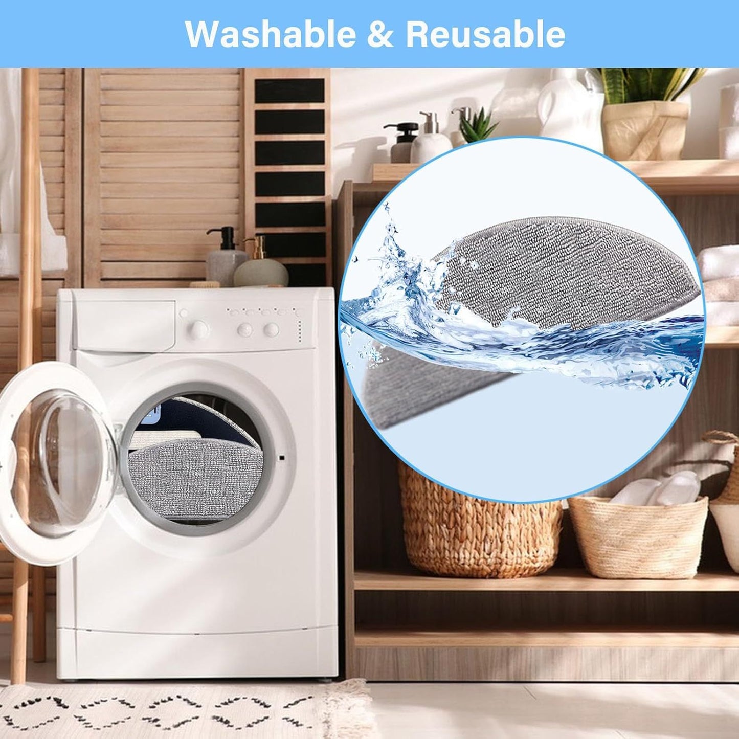 8 Pack i5 Replacement Mop Pads Compatible or iRobot Roomba Combo i5, i5+, j5, j5+ Robot Vacuum Cleaner Mop, 8 Pack Washable and Reusable Mop Pads