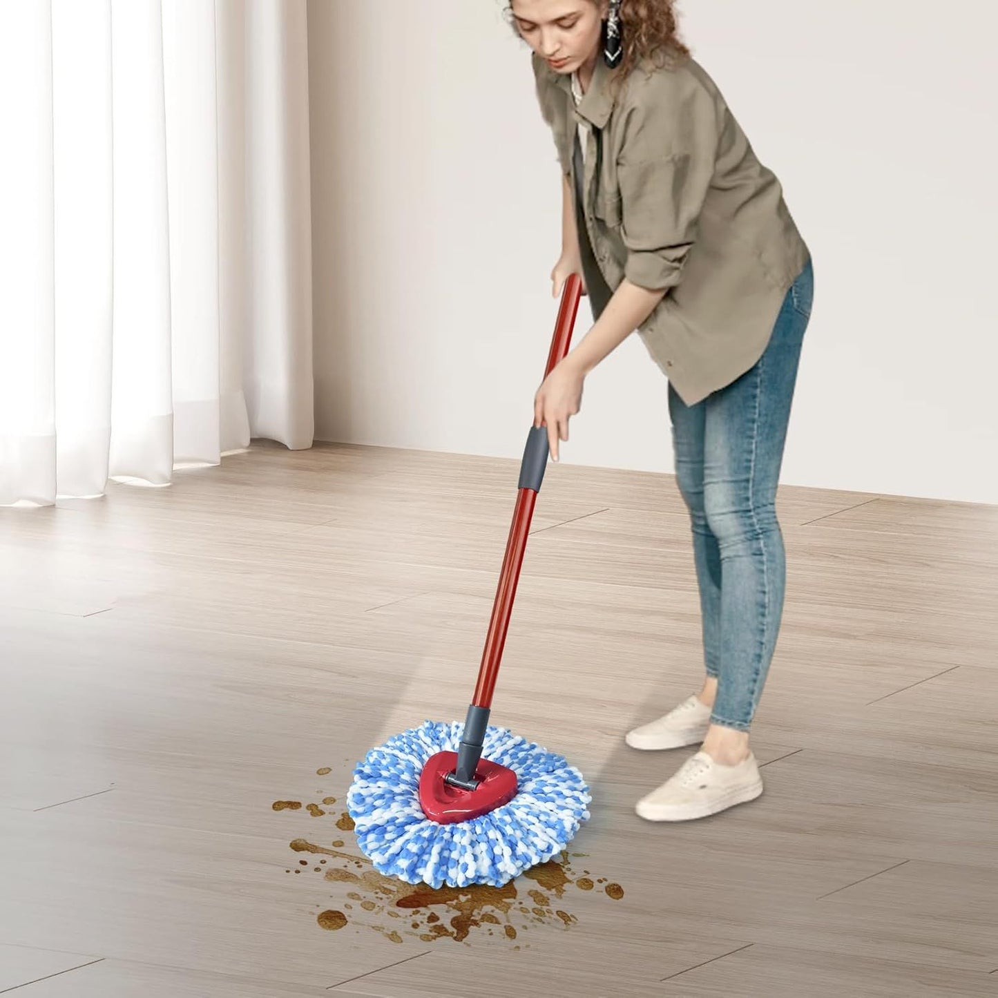Mop Replace Head, 6 Pack Mop Heads Replacements or Oceda RinseClean 2-Tank System, Spin Mop Replacement Head, Microiber Mop Reills, Machine Washable and Deep Cleaning (NOT or 1-Tank System)