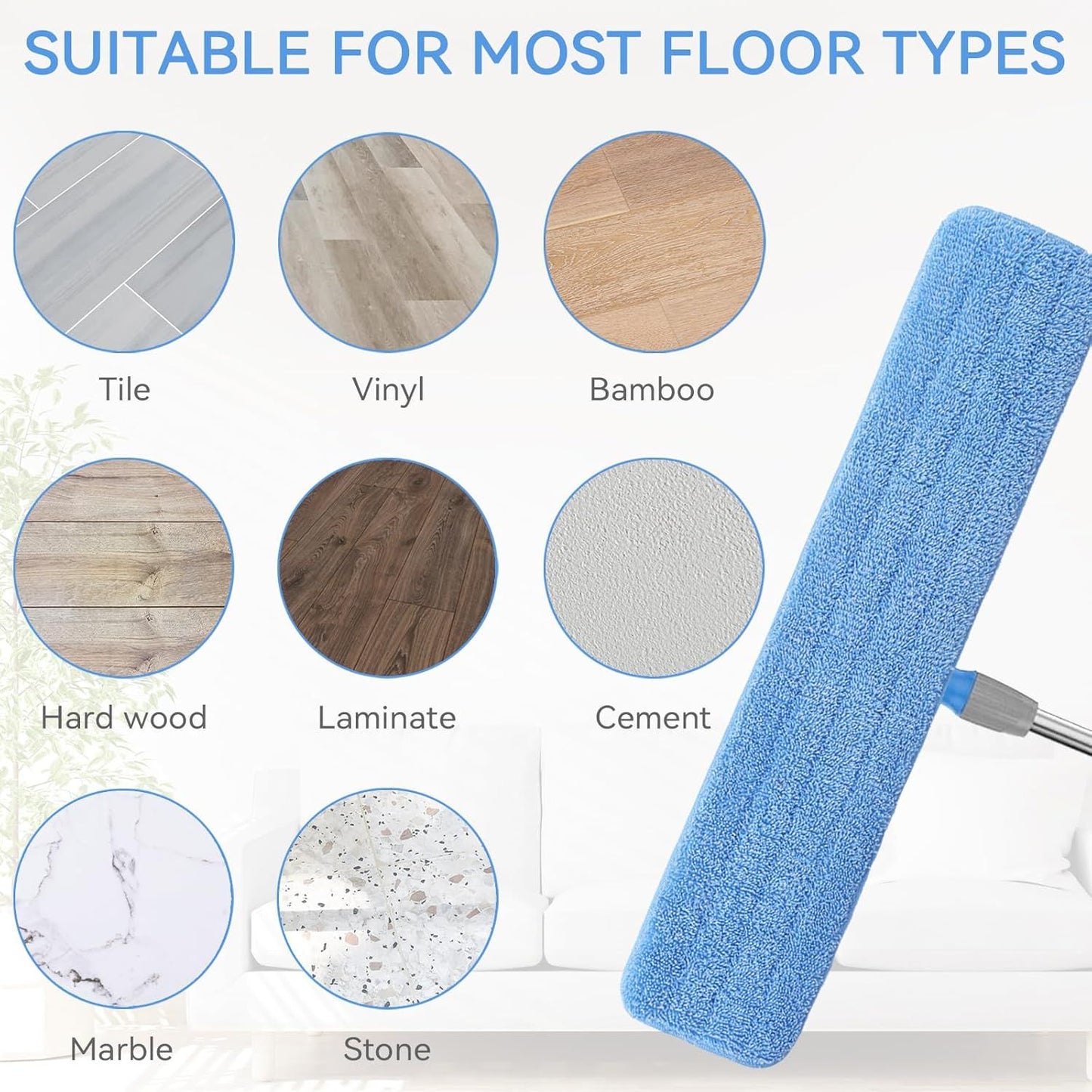 Replacement Microiber Pad or Rubbermaid Commercial 24 Inch Mop Head - 8 Pack Wet & Dry Commercial Cleaning Reills Reusable Mop Reills it or Any Microiber lat Mop System 24"