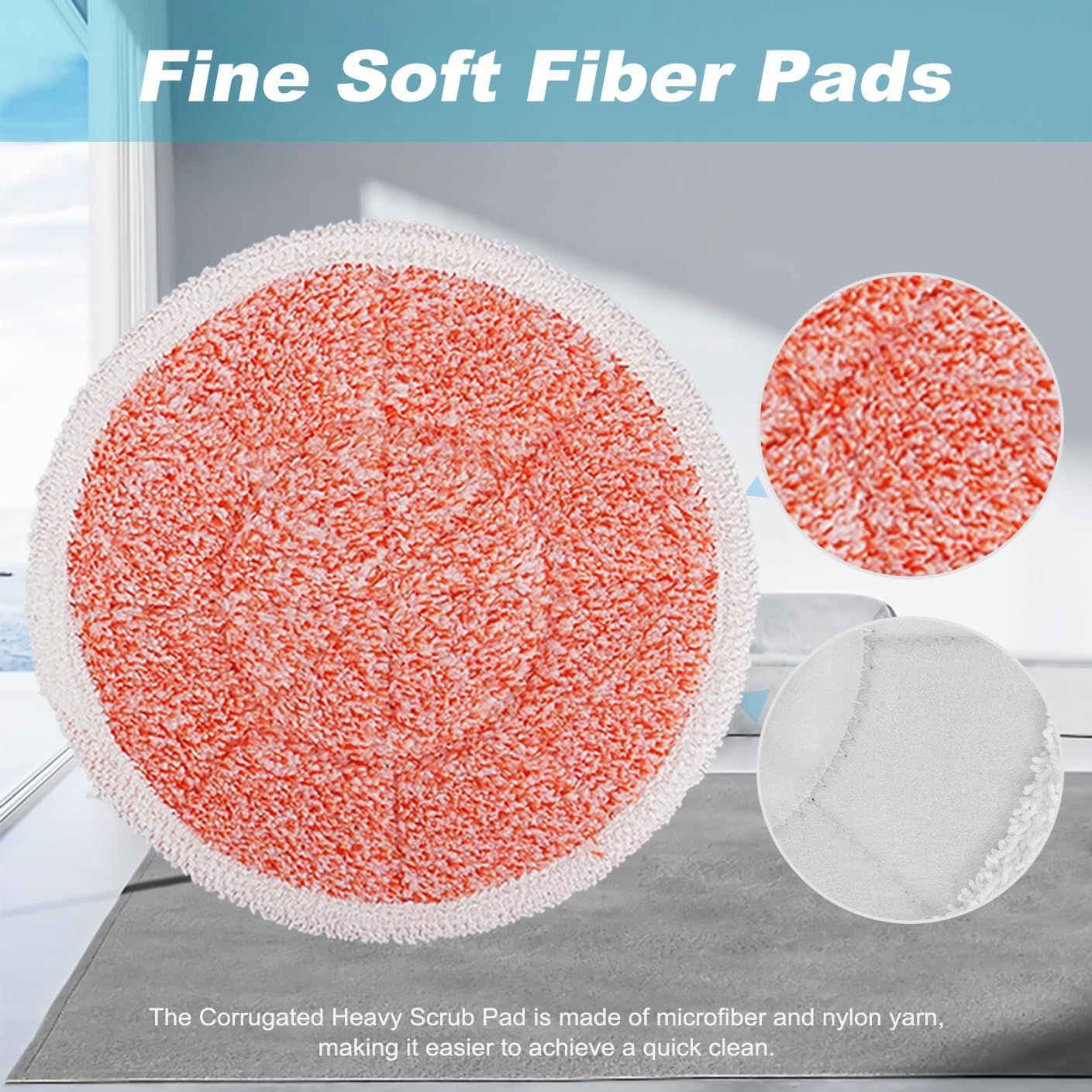 3897A Replacement Steam Mop Pads: 12 Packs Spin Mop Reills Compatible with Bissell Spinwave 3897A 3712C 3712W SmartSteam Scrubbing Steam Mop - Hard loor Steam Mop Washable Pads (Heavy & Sot)