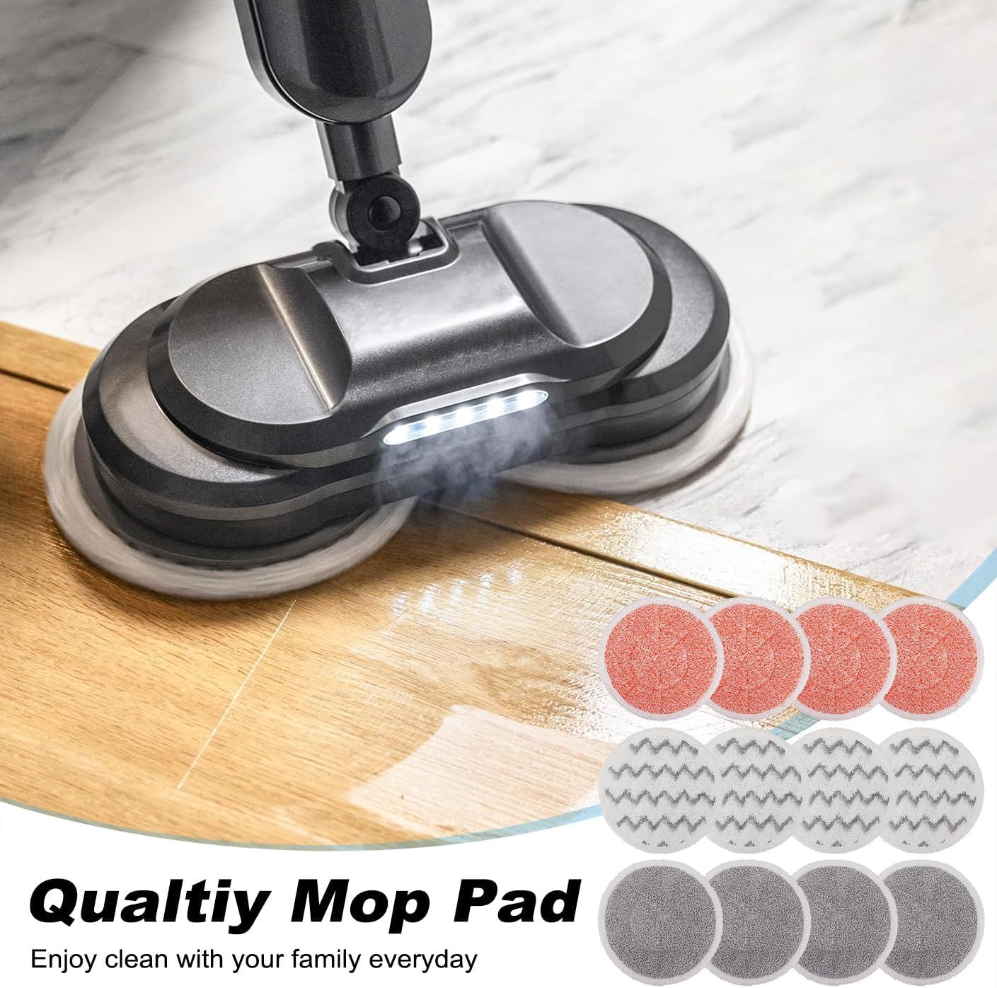 3897A Replacement Steam Mop Pads: 12 Packs Spin Mop Reills Compatible with Bissell Spinwave 3897A 3712C 3712W SmartSteam Scrubbing Steam Mop - Hard loor Steam Mop Washable Pads (Heavy & Sot)