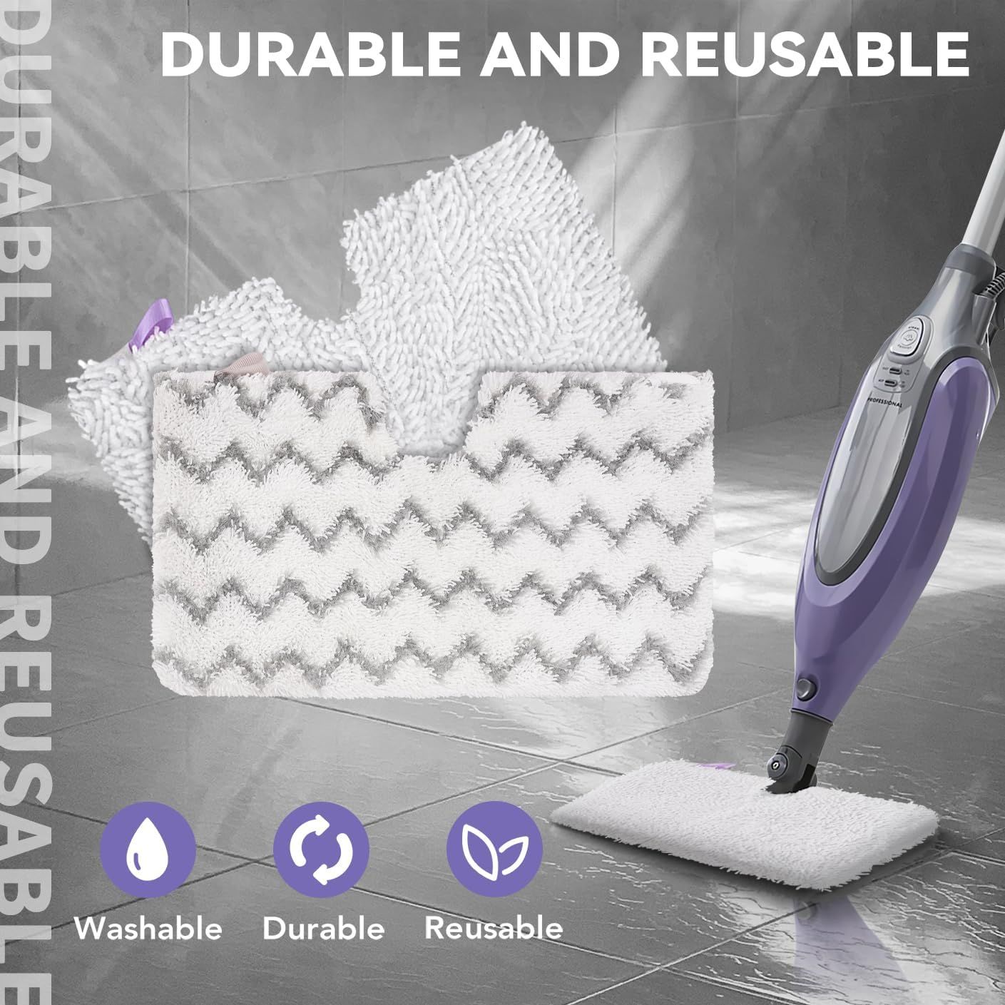 S3501 or Shark Steam Pocket Mop Pads: Washable Steam Mop Replacement Pads or Shark Steamer S3601D S3601 S3801CO S3901 S3550 SE450 (6Pack)