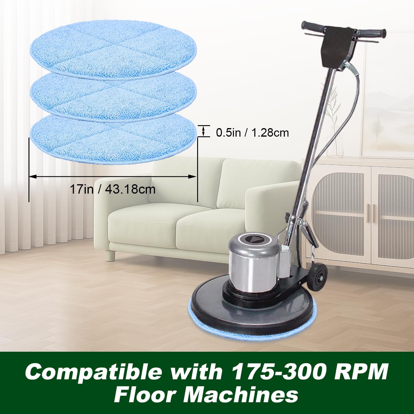 Commercial 17 Inch Microiber Carpet Bonnet loor Machines Pads Compatible with loor Machine: 3 Packs Microiber Carpet Bonnet loor Buer Pads