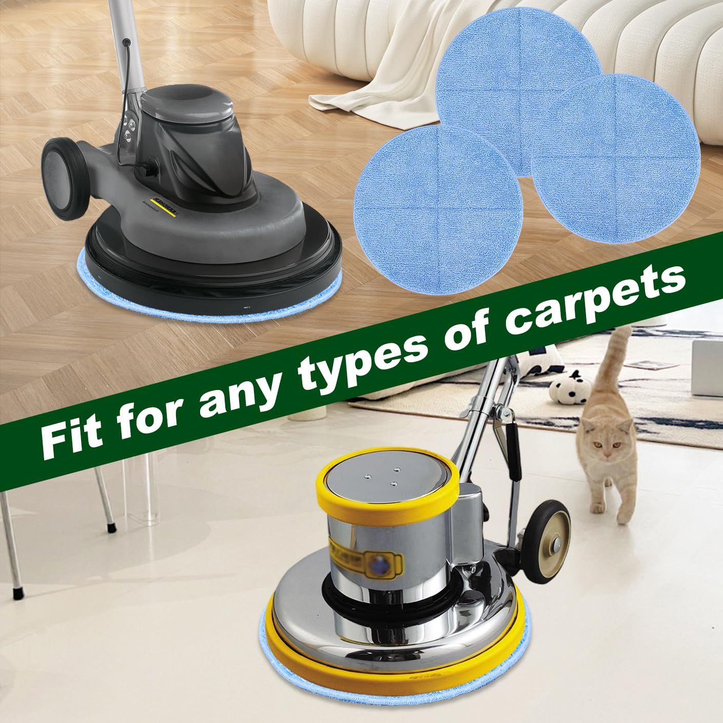 Commercial 17 Inch Microiber Carpet Bonnet loor Machines Pads Compatible with loor Machine: 3 Packs Microiber Carpet Bonnet loor Buer Pads
