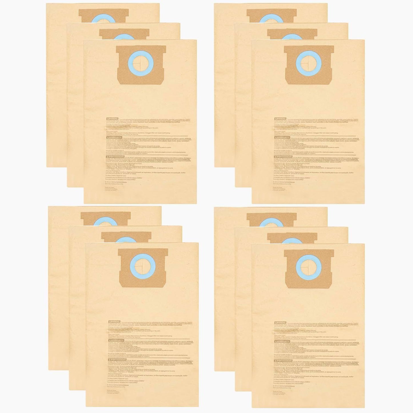 12 Pack DXVA19-4102 Dust Bags or DEWALT 12-16 Gallon Wet Dry Vacuum, Compatible with DXV12P DXV14P DXV16P DXV16PA DXV16S