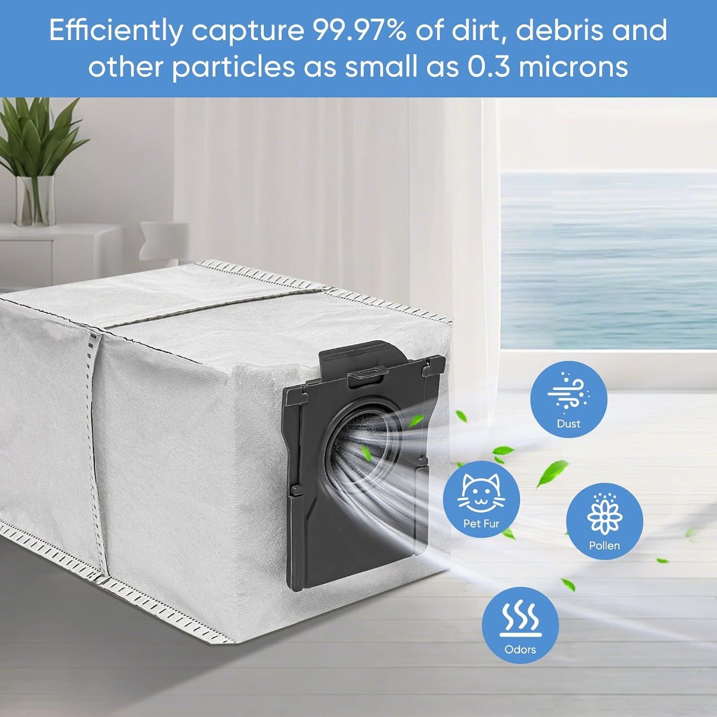15 Pack Vacuum Bags Replacement or Dreame X50 Ultra/X40 Ultra/X30 Ultra/L50 Ultra/L40 Ultra/L10s Ultra Gen 2/L10s Pro Ultra Robot Vacuum Cleaner,3.2L Large Capacity Dust Bag Accessories