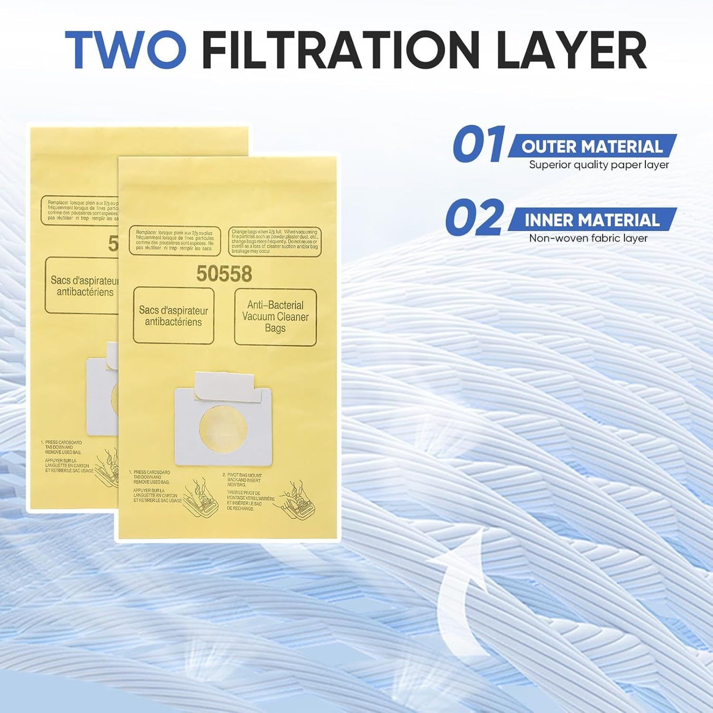 20 Pack vacuum bags Compatible with Kenmore Canister 5055, 50557,50558 and Type C,C-18, 53292, 200 Series, 400 Series, 600 Series, 700 Series, 800 Series Vacuum