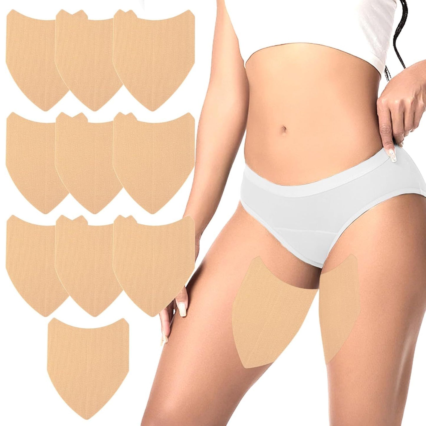 10 Pcs Thigh Friction Pads,Self Adhesive Thigh Supports Anti Chafing Tape for Women Thigh