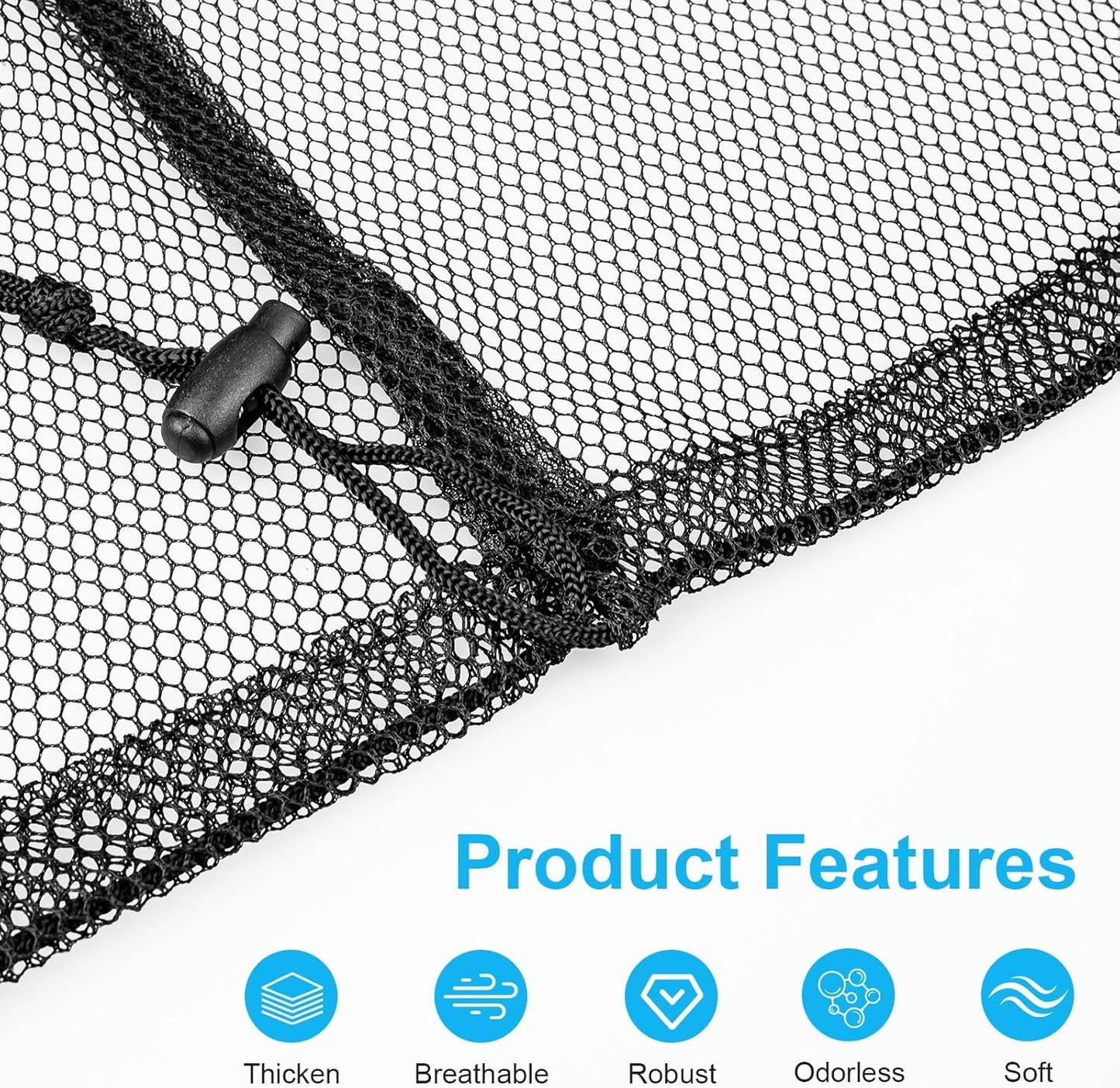 2 Pack Large Mesh Laundry Bags, 24" x 36" Heavy Duty Strong Drawstring Dirty Clothes Bags with Soft Breathable Net, Machine Washable Laundry Bag for College, Dorm, Camp, Travel and Family Use(Black)