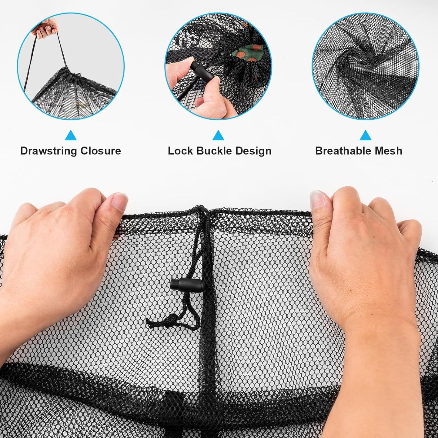 2 Pack Large Mesh Laundry Bags, 24" x 36" Heavy Duty Strong Drawstring Dirty Clothes Bags with Soft Breathable Net, Machine Washable Laundry Bag for College, Dorm, Camp, Travel and Family Use(Black)