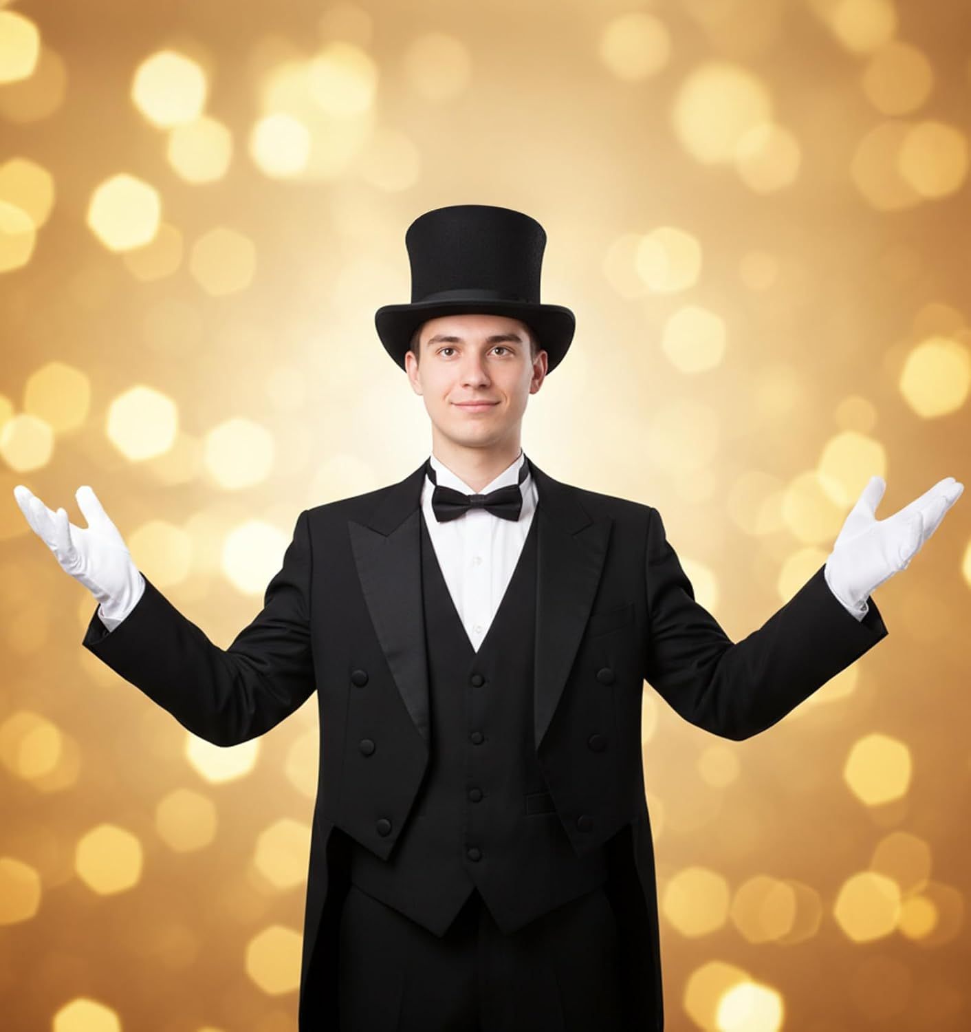 2 Pair White Gloves Men, White Cotton Gloves Santa Butler Marching Band Costume for Men, Perfect for Magician Parties, Christmas Costume, and Butler Band Dress-Up, 4Pcs