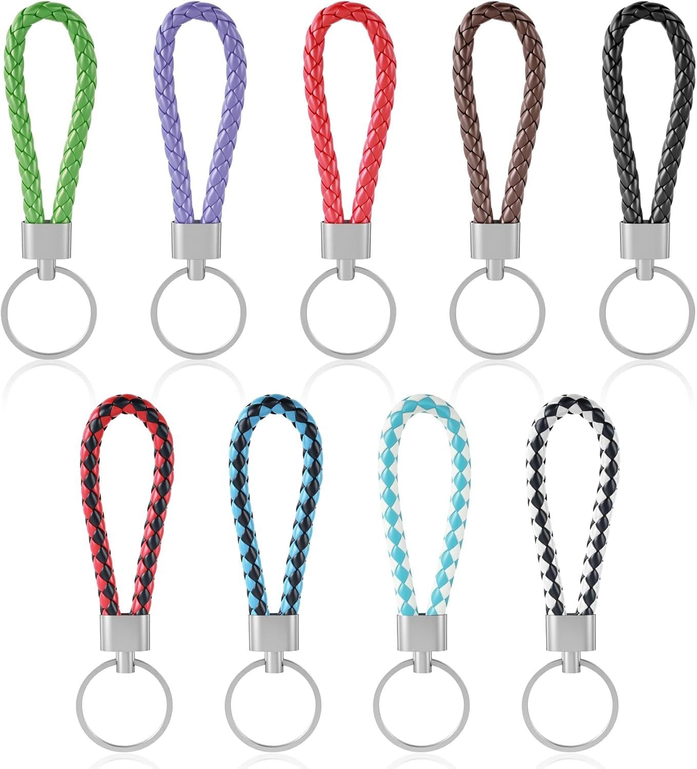 9 Pcs Braided Keychain, Small Key Chain Handwoven for Car Keys, Elegant Accessories for Men and Women, Perfect Birthday and Christmas Gifts
