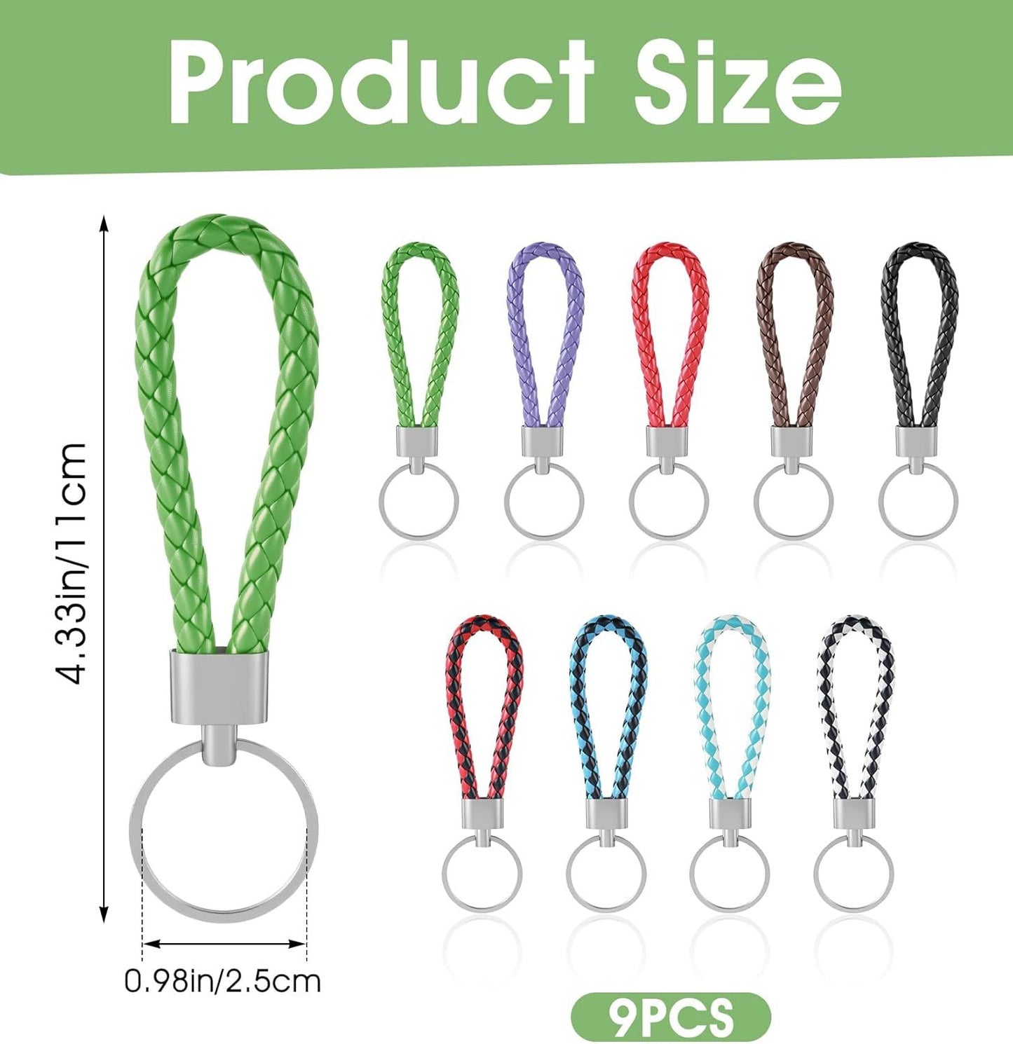 9 Pcs Braided Keychain, Small Key Chain Handwoven for Car Keys, Elegant Accessories for Men and Women, Perfect Birthday and Christmas Gifts