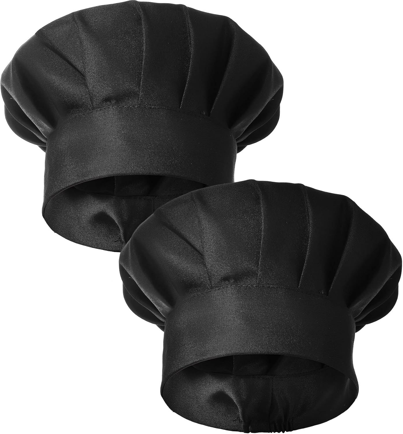 2PCS Black Chef Hat, Chef Cap for Men & Women, Breathable Baker's Hat for Cooking, Kitchen, Reusable & Washable